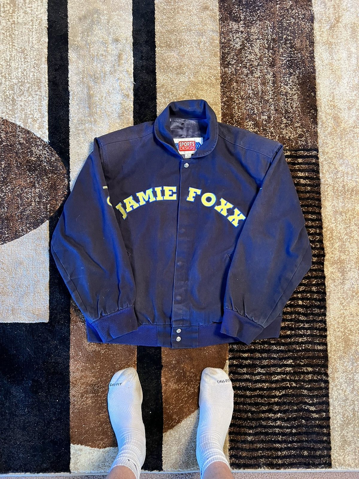 image of Vintage 90's Jamie Foxx The Jamie Foxx Show Cast&crew Jacket in Navy, Men's (Size Large)