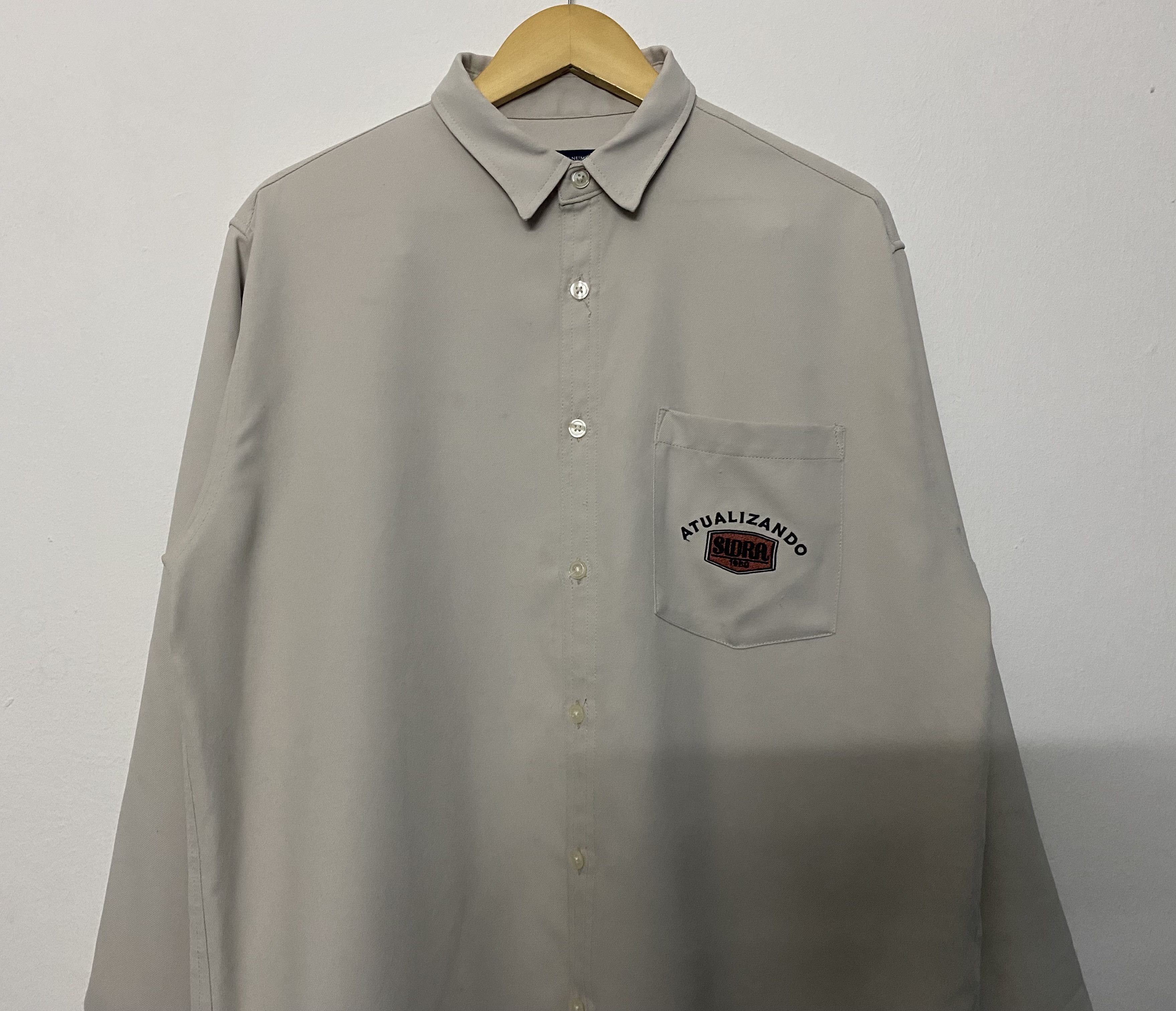 Japanese Brand Vintage Back Number "Atualizando" Embroidered Button Up Size US L / EU 52-54 / 3 - 3 Thumbnail