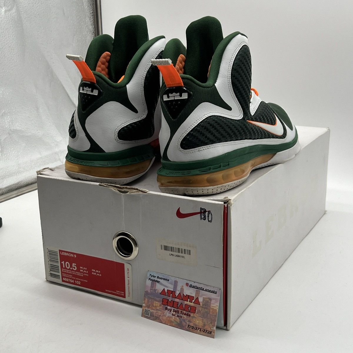 Nike Lebron 9 Miami Hurricanes Size US 10.5 / EU 43-44 - 5 Thumbnail