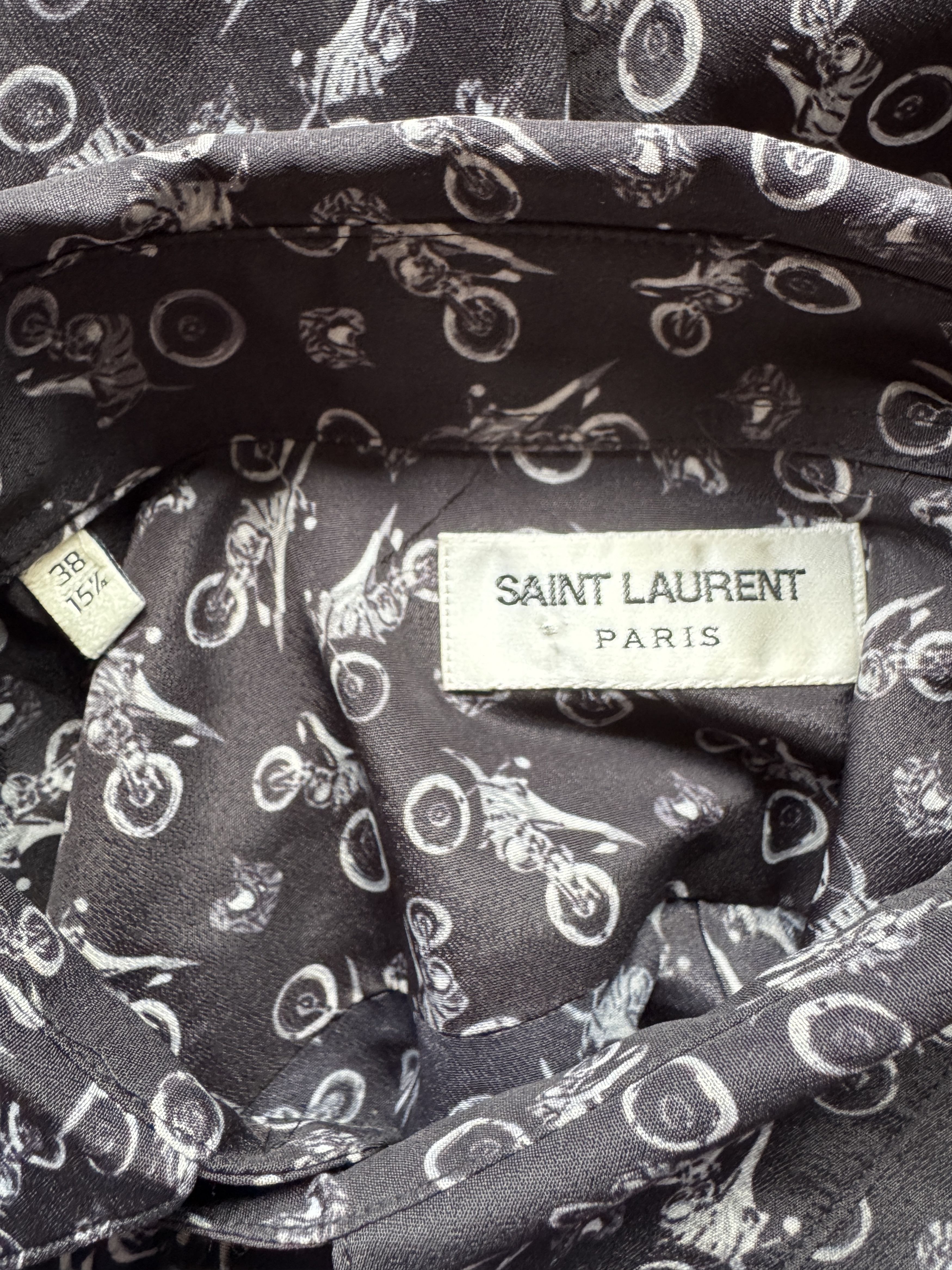 Saint Laurent Paris Motorcycle Graphic Silk Shirt Size US S / EU 44-46 / 1 - 14 Thumbnail