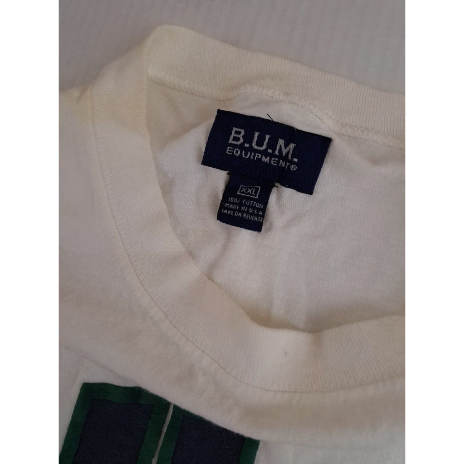 Vintage VINTAGE B.U.M. Equipment Embroidered T-Shirt 2XL White Cotton Canvas Short Sleeve Crew Neck Unisex Adults 90s USA Made Size US XXL / EU 58 / 5 - 4 Thumbnail