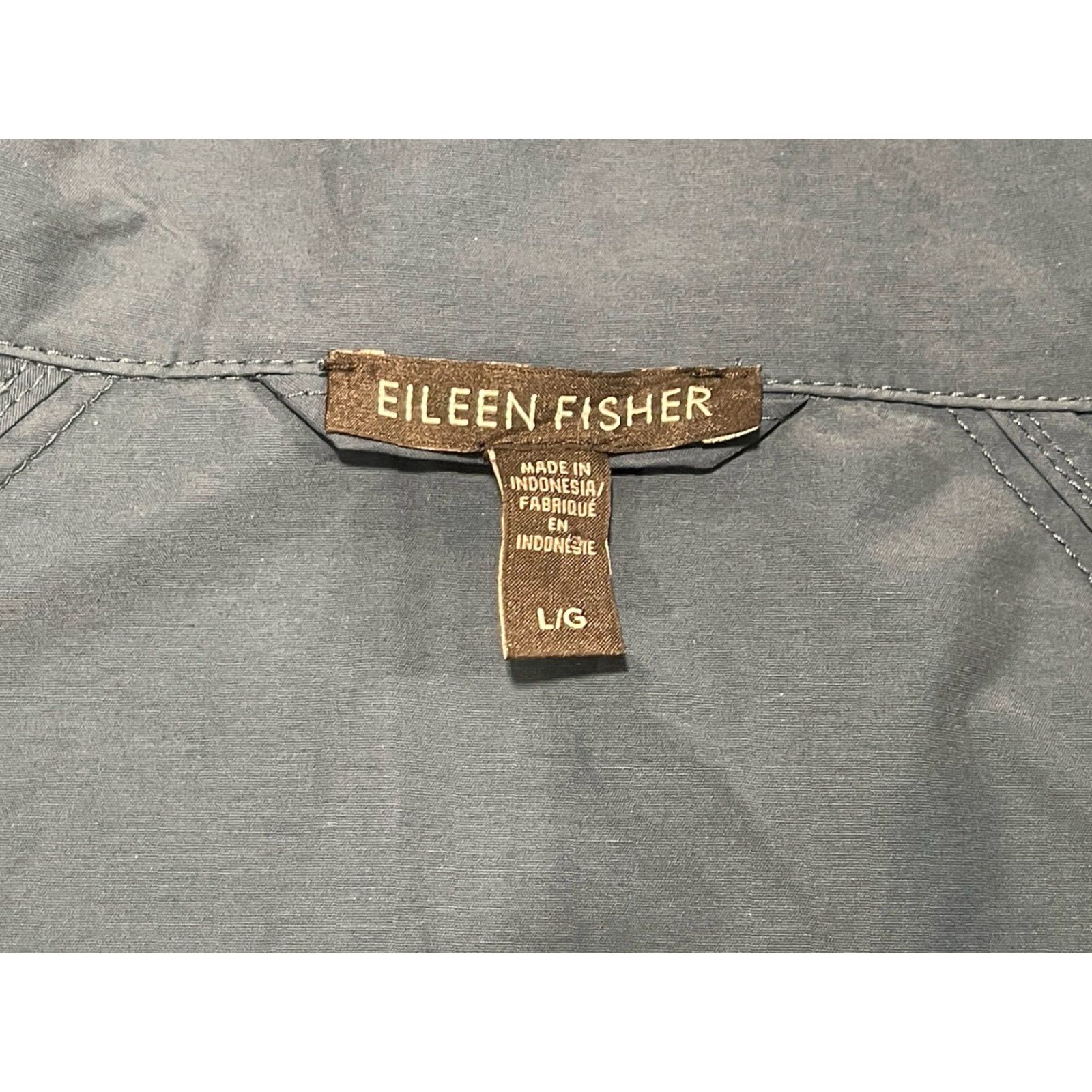 Eileen Fisher VINTAGE Eileen Fisher Women's Jacket High Collar Organic Cotton Size Large Blue Spruce Eco-Friendly Size L / US 10 / IT 46 - 4 Thumbnail