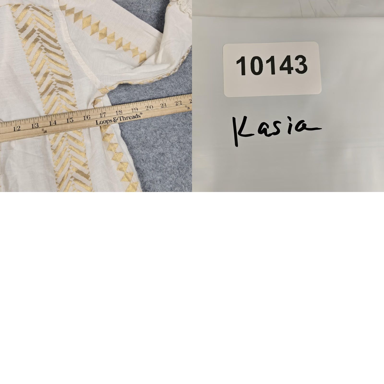 Vintage Kasia Dress Womens M White Chevron Embroidered Boho Trapeze Swing Mini Tiered Size M / US 6-8 / IT 42-44 - 8 Thumbnail