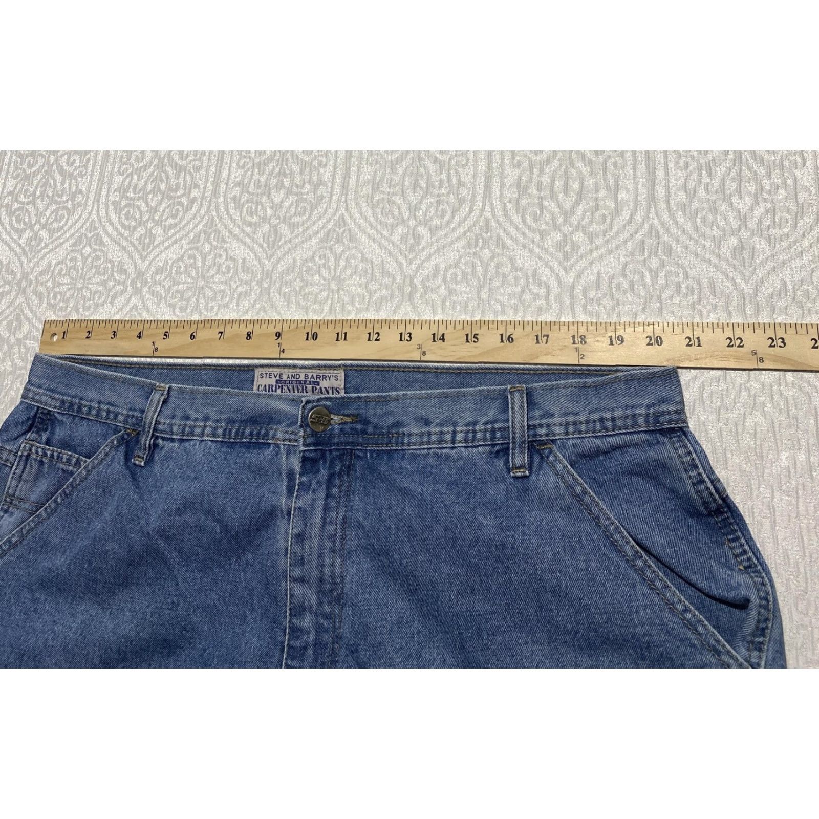 Vintage Steve and Barry's Carpenter Pants Mens 40x26 Blue Denim Workwear Utility Hemmed Size US 40 / EU 56 - 4 Thumbnail