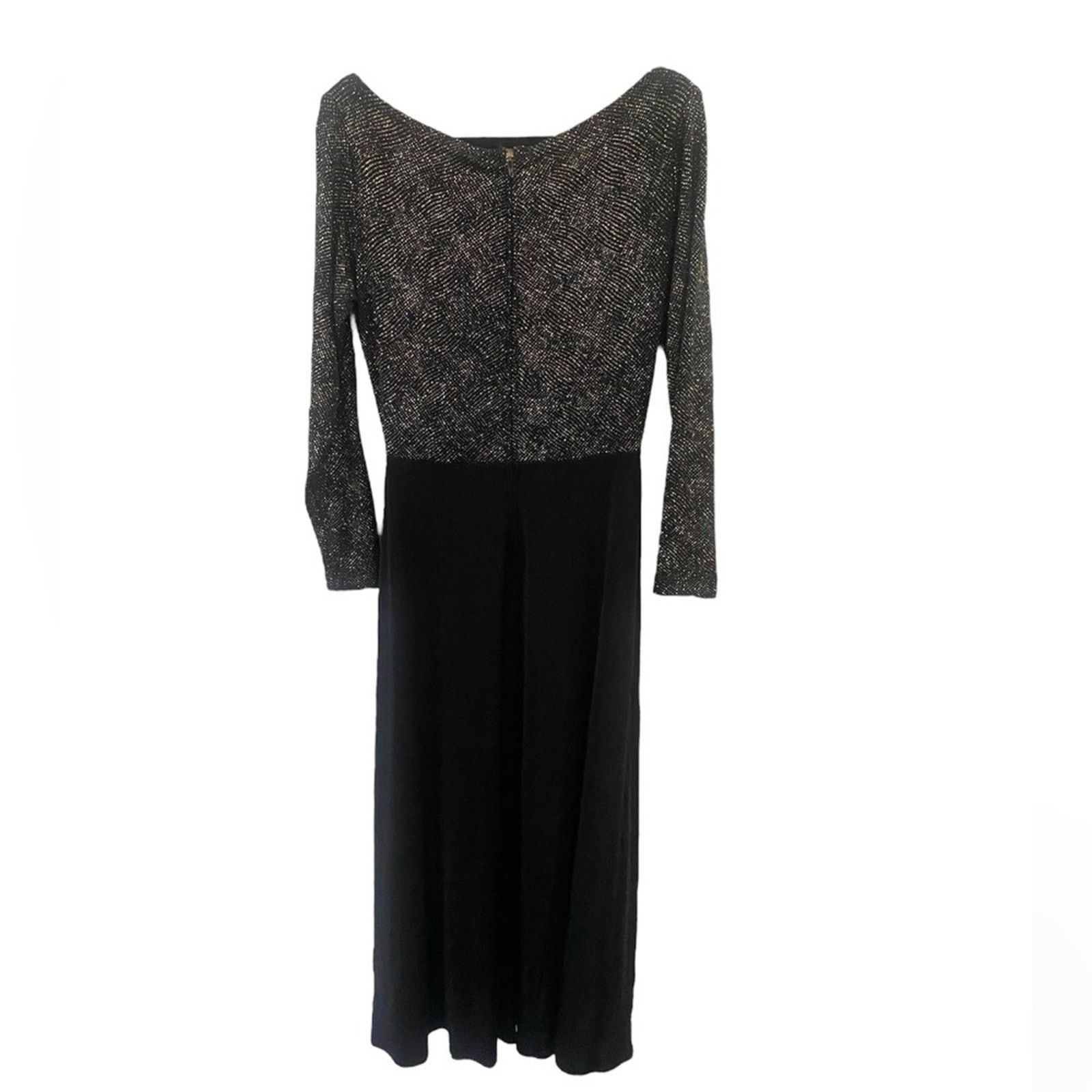 Tadashi Shoji Vintage Tadashi Shoji Deep V Neck Shimmery Black Gown L 12 Size L / US 10 / IT 46 - 4 Thumbnail