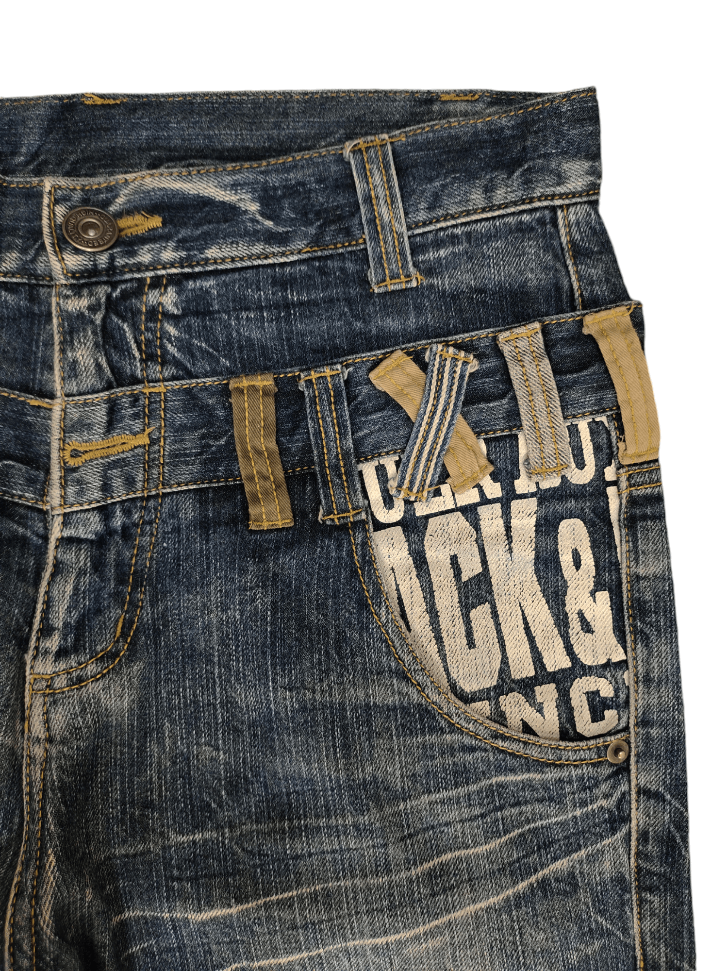 If Six Was Nine Vintage Y2k Back & Forth Clawmark Faded Double Waist Jeans Size US 31 - 4 Thumbnail