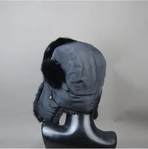 Other Warm Natural Rabbit Fur Bomber Hat With Earflaps Size ONE SIZE - 3 Thumbnail