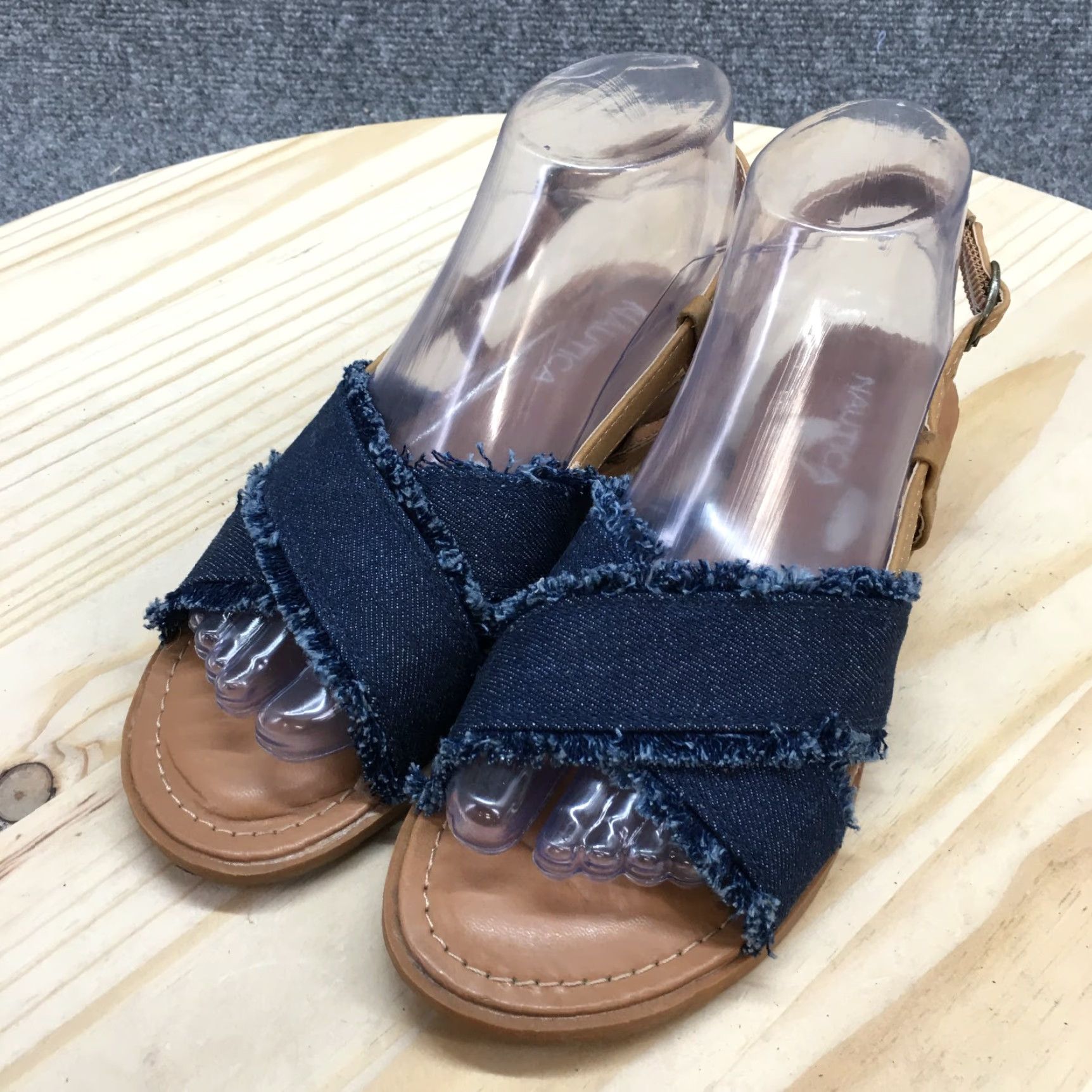 Nautica Nautica Basin Slingback Flats Buckle Straps Casual Blue Fabric Sandals Womens 6 Size US 6 / IT 36 - 3 Thumbnail