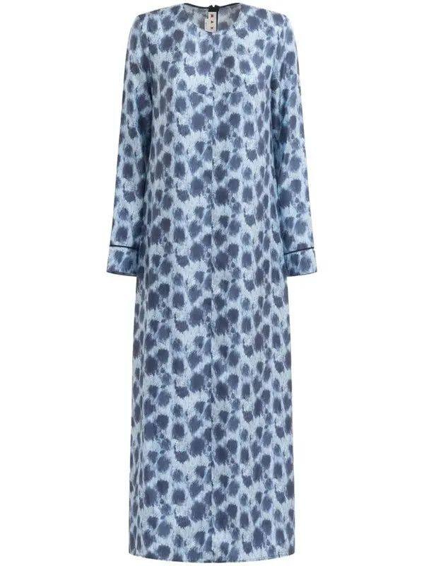 Marni o1w1db11125 All-Over-Print Dress in Blue Size L / US 10 / IT 46 - 1 Thumbnail