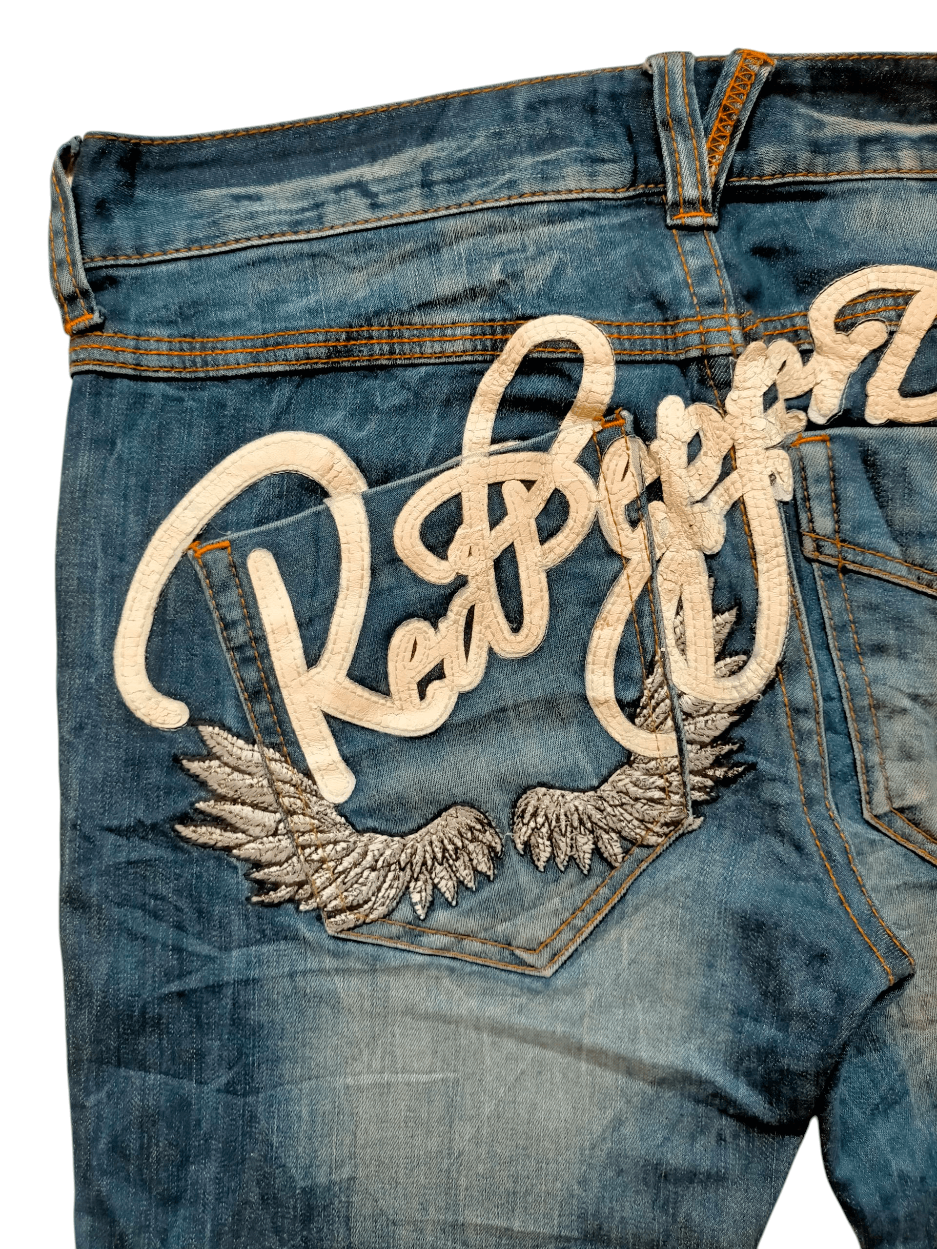 Ed Hardy Red Pepper x Ed Hardy Embroidered Blue Denim Pants Size US 34 / EU 50 - 3 Thumbnail