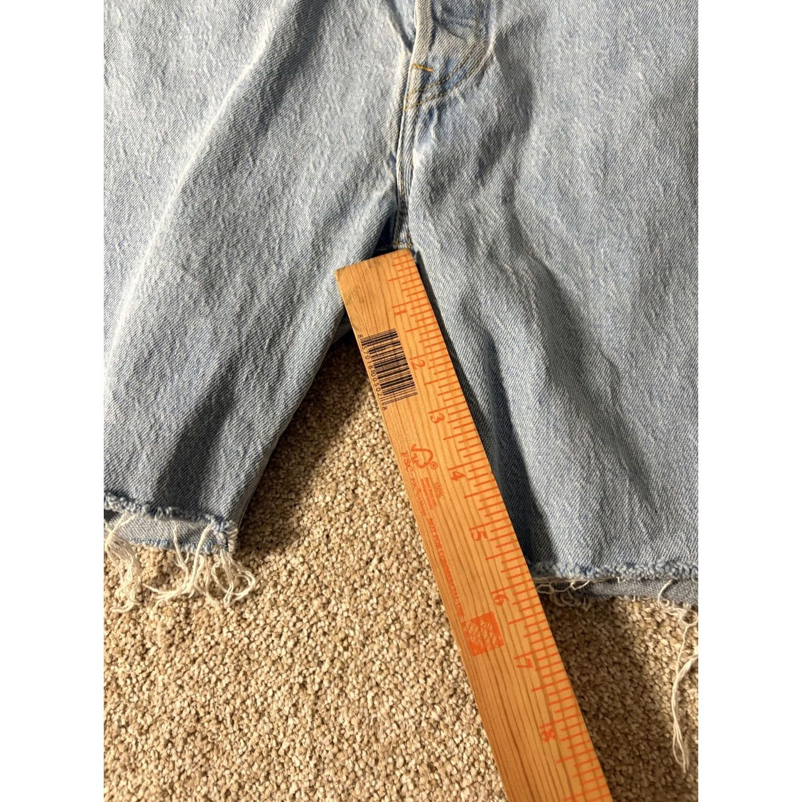 Levi's Levi's 501 Shorts Bermuda Mens 33 Blue Denim Distressed Button Fly Cutoff 9in Inseam Casual Summer Size US 33 - 2 Thumbnail