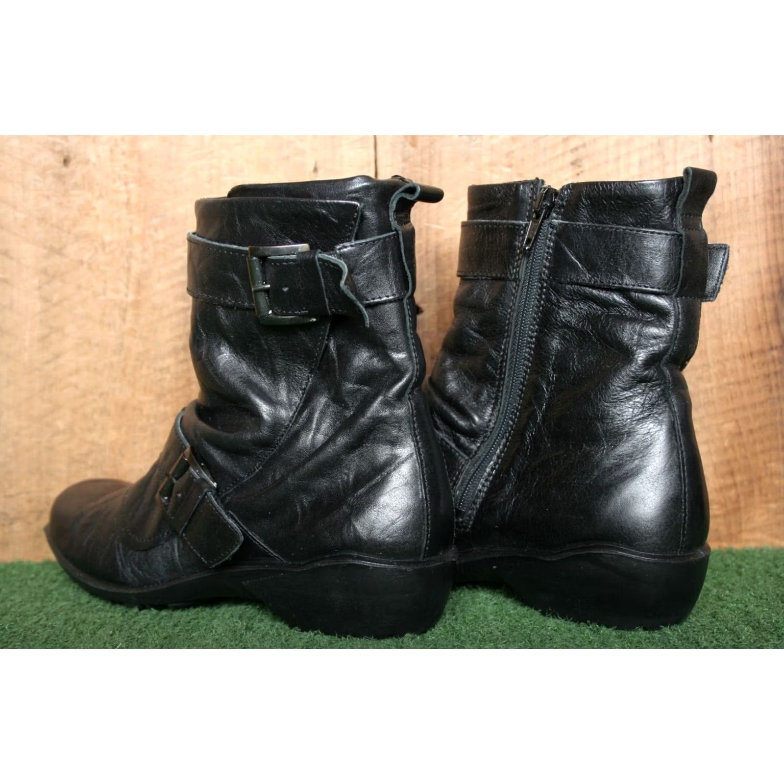 Vintage ROMIKA Citylight Black Leather Dual Strap Side Zip Ankle Boots Women 6.5 EUR 37 UK 37? Size US 7 / IT 37 - 3 Thumbnail