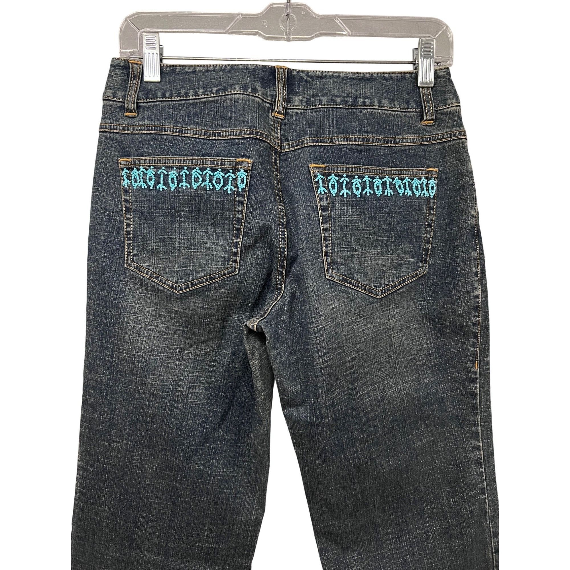 Vintage Ann Taylor Loft Womens Vintage Blue Denim Beaded Bootcut Jea Size 26" / US 2 / IT 38 - 4 Thumbnail