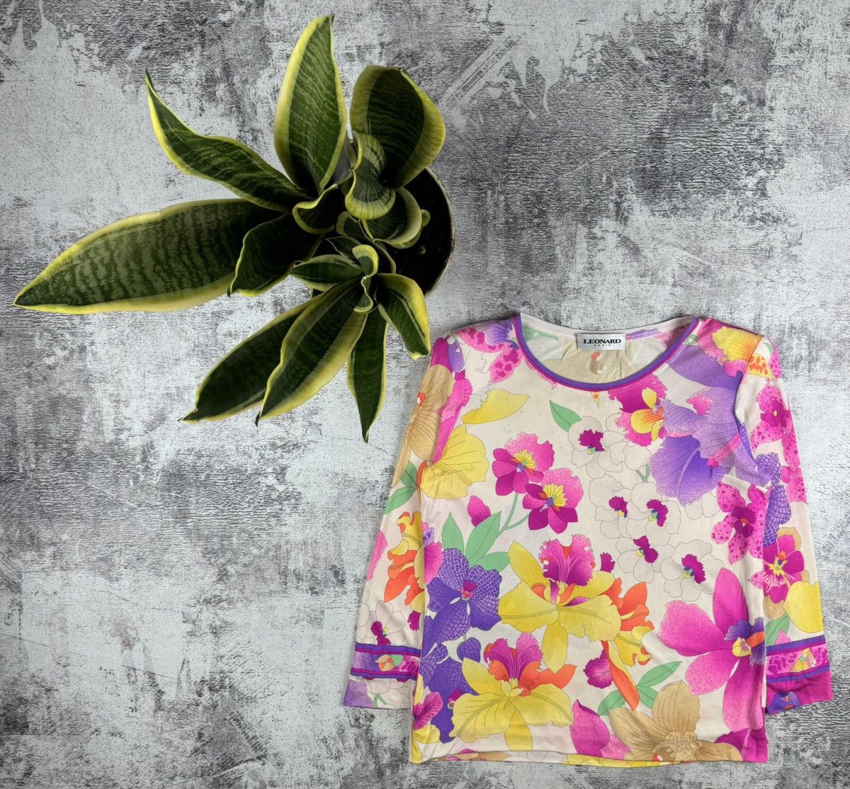 Leonard Paris × Vintage RARE Leonard Paris Floral Silk 40 Designer Tunic Dress Luxury Shirt Blouse Top Size M / US 6-8 / IT 42-44 - 1 Thumbnail