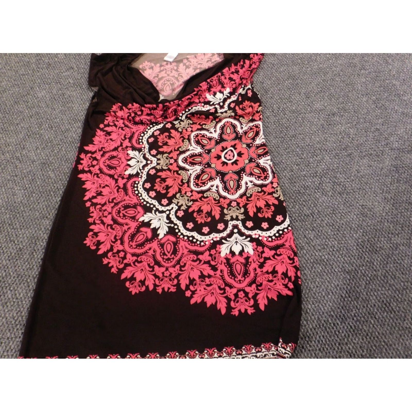 MAGGY LONDON Maggy London Womens Dress A-Line Midi Floral Sleeveless Black 10 Knit Polyester Crochet Mock Neck Zip Summer Size L / US 10 / IT 46 - 2 Thumbnail