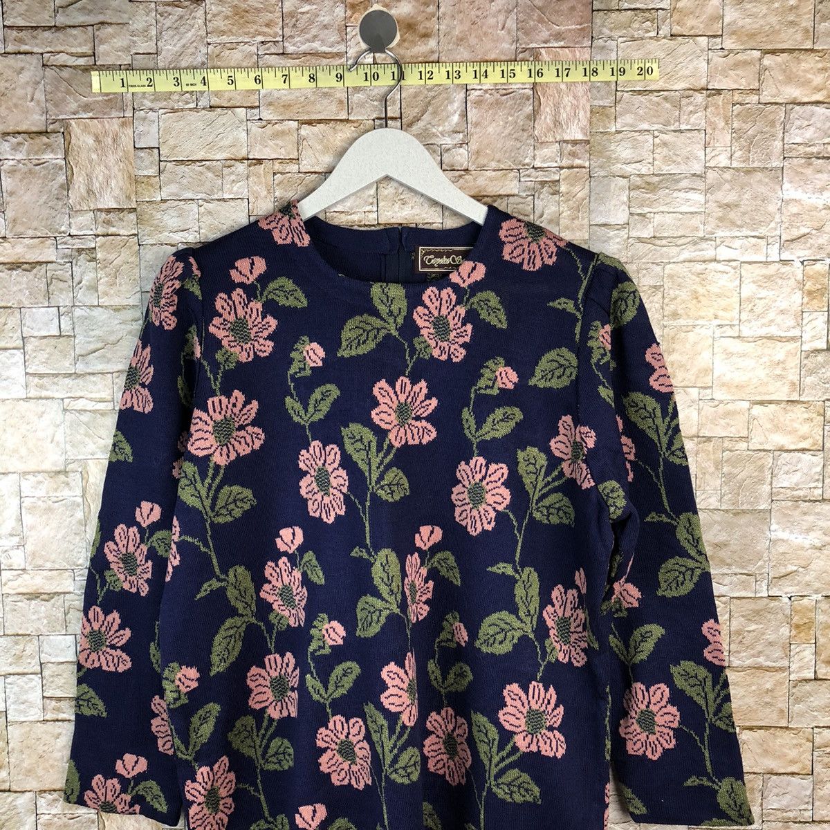 Homespun Knitwear × Japanese Brand × Vintage Coyoko Saito vintage flower Blue Knitwear #A1226 Size M / US 6-8 / IT 42-44 - 2 Thumbnail