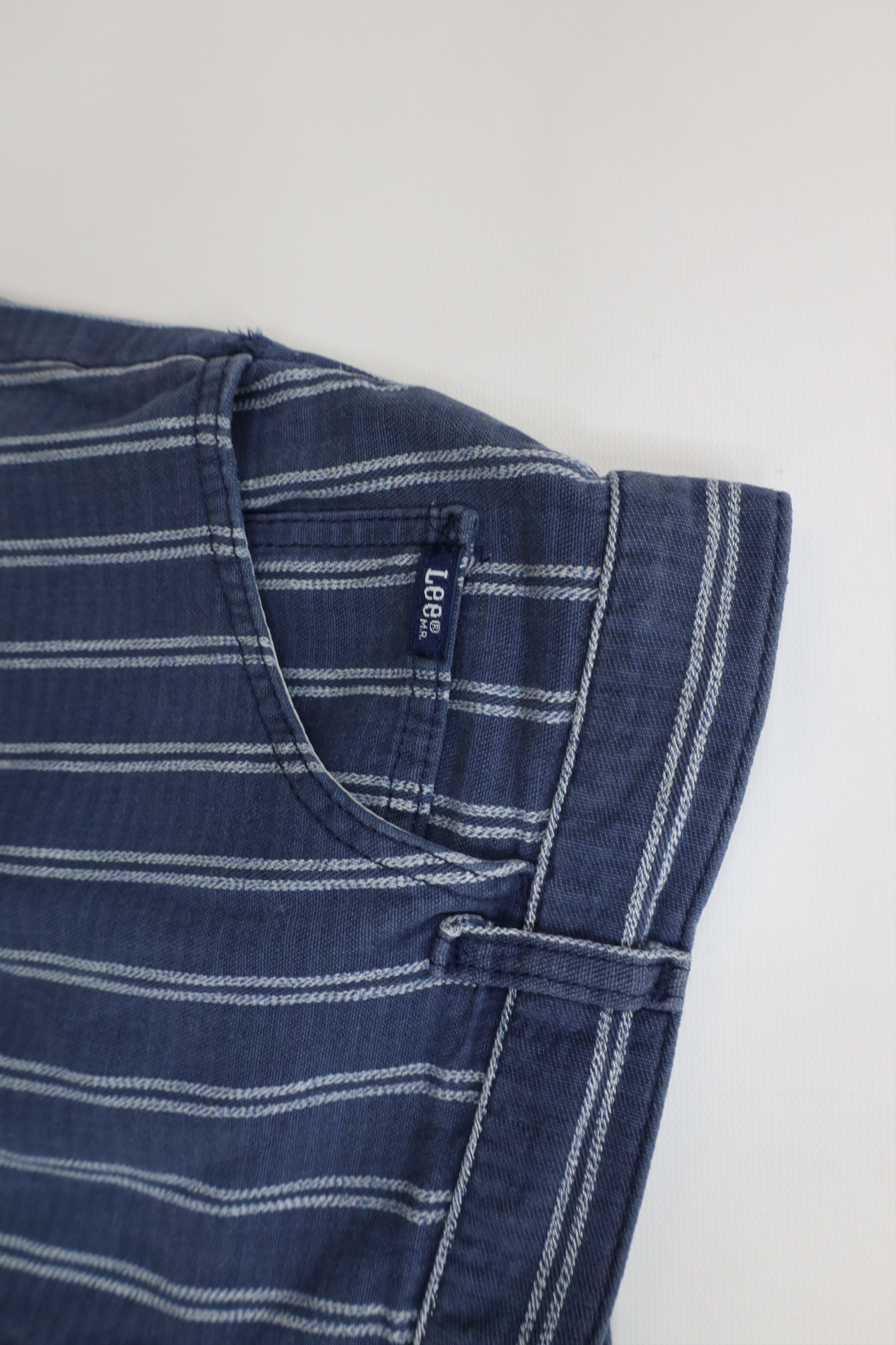 Lee Vintage 90s Lee Striped Above Knee Denim Jean Shorts Blue Size US 34 / EU 50 - 7 Thumbnail