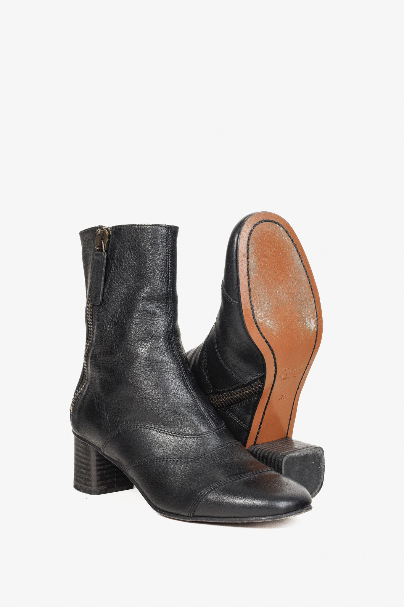 Chloe Chloé Lexie Black Leather Zipper Boot Size US 6 / IT 36 - 4 Thumbnail
