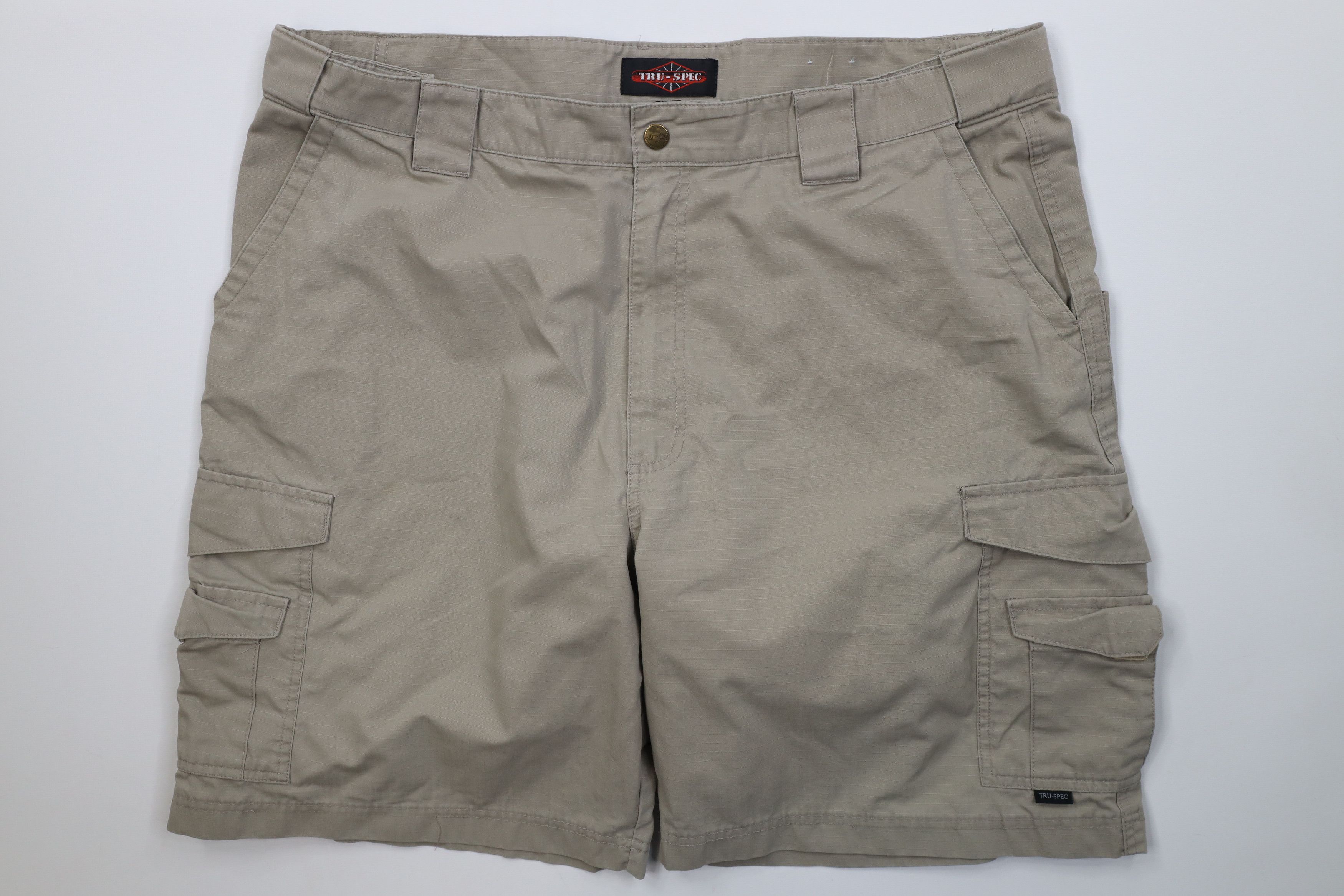 Vintage Streetwear Ripstop Uniform Cargo Shorts Beige