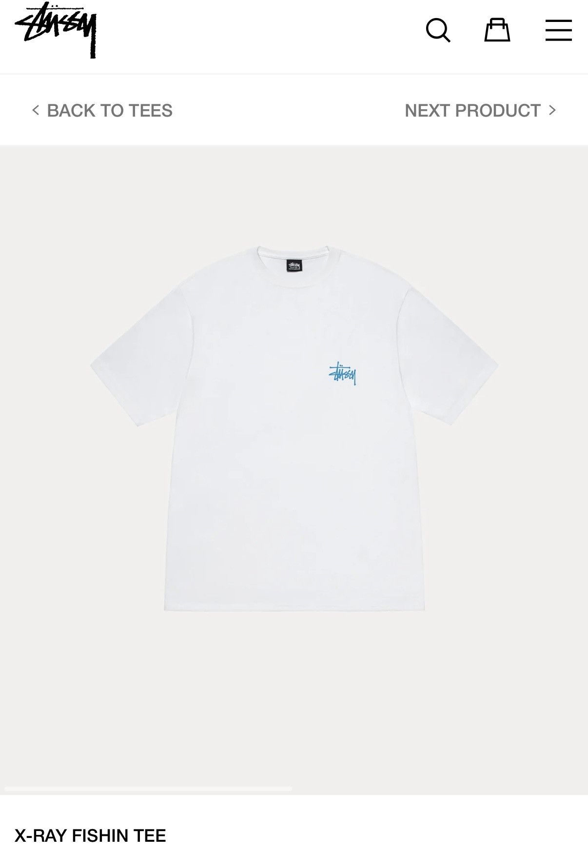 Stussy [WHITE] STUSSY XRAY FISHIN TEE Size US M / EU 48-50 / 2 - 2 Thumbnail
