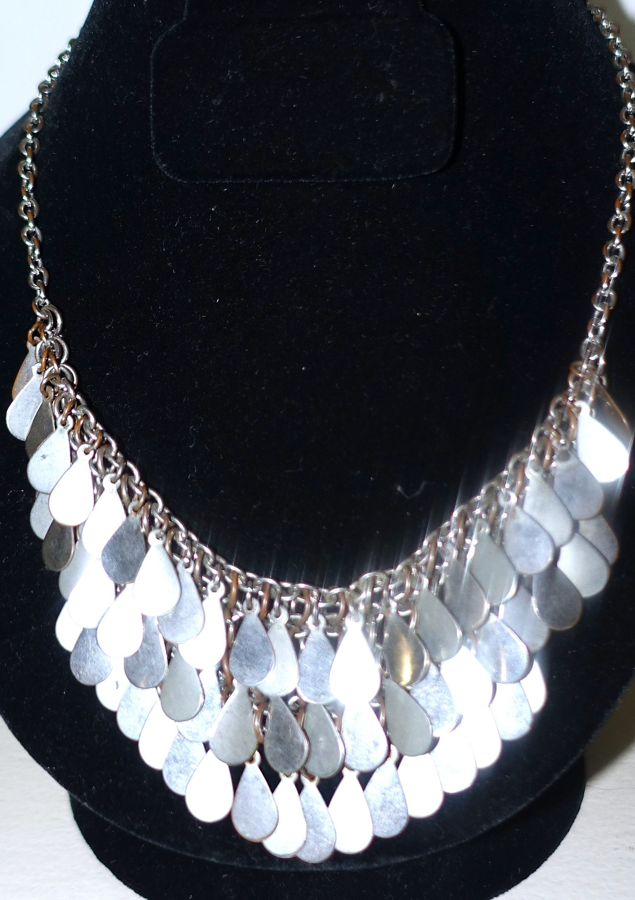 Vintage Silver Tone Boho Chain Dangle Choker Necklace Size ONE SIZE - 5 Thumbnail