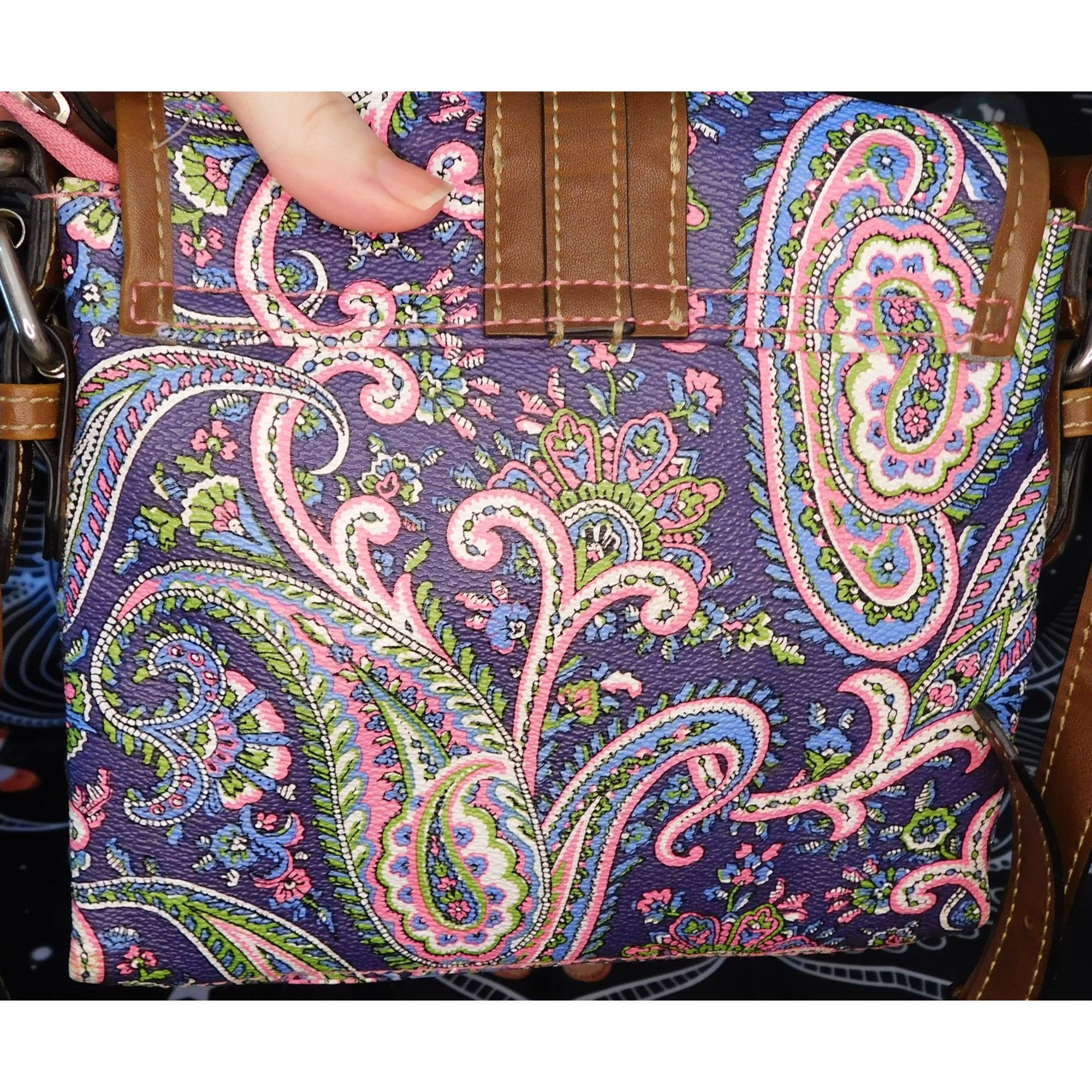 Chaps Chaps Rainbow Paisley Crossbody Bag With Brown Accents Size ONE SIZE - 8 Thumbnail