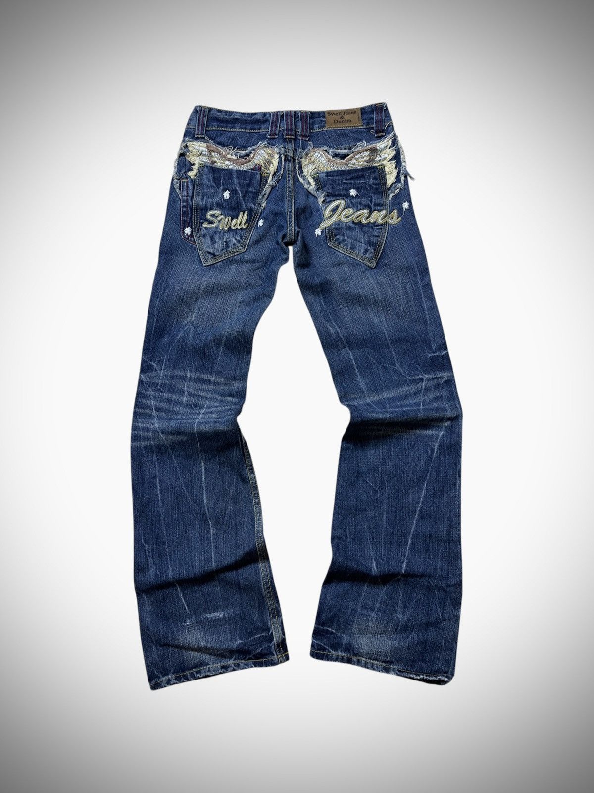 Japanese Brand 2000’s Swell Jeans - Embroidery Clawmark Flared Jeans Size US 29 - 1 Thumbnail
