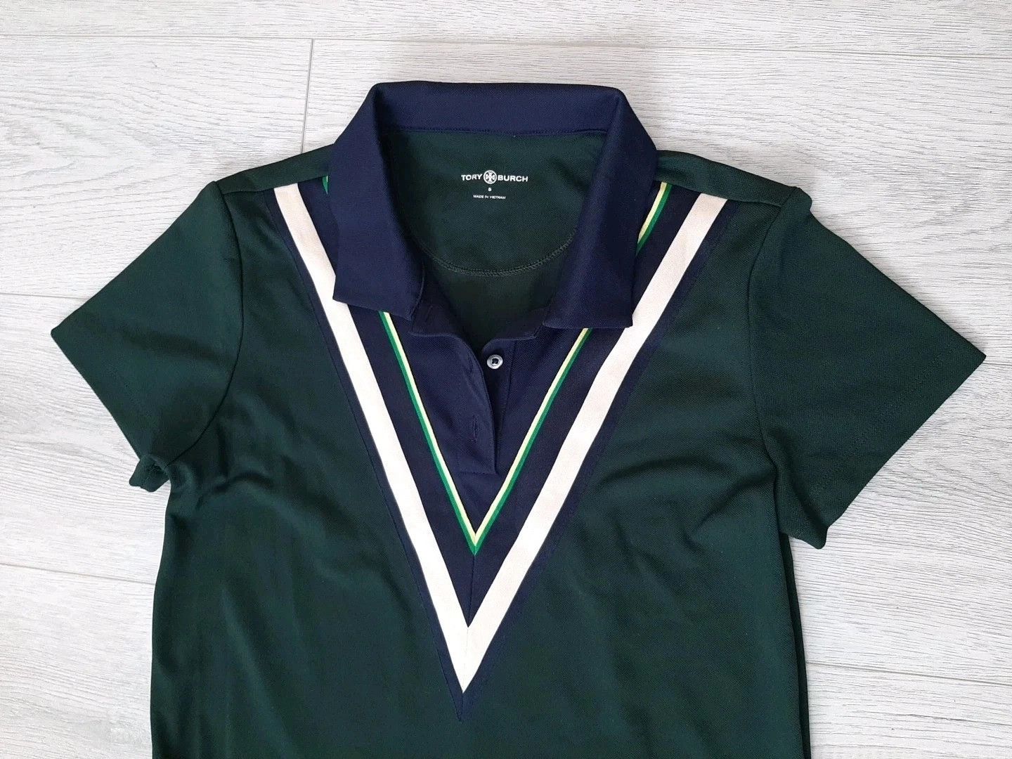 Tory Burch Tory Burch Women’s Small Pique Chevron Polo Minidress Green Size S / US 4 / IT 40 - 4 Thumbnail
