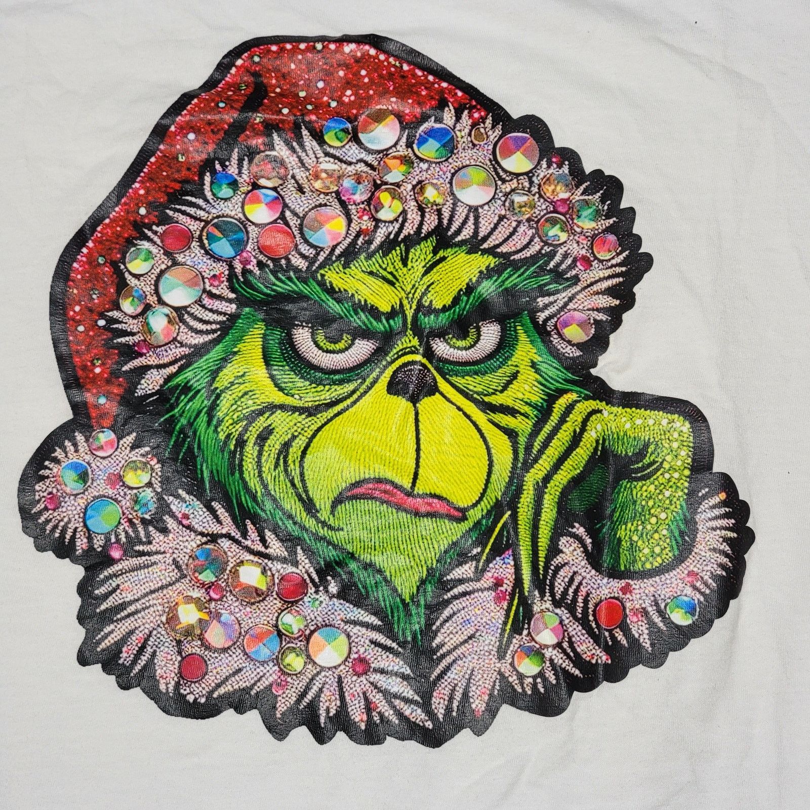 Gildan Grinch Blinged Out Unisex White Tee (Gildan) - Size Medium Size M / US 6-8 / IT 42-44 - 2 Thumbnail