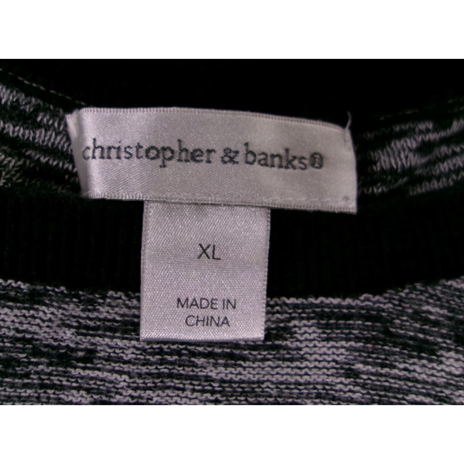 Vintage Christopher Banks Sweater Women's XL Navy Blue Gray Striped Pullover Knit Cotton Rayon Round Neck Casual Size XL / US 12-14 / IT 48-50 - 6 Thumbnail