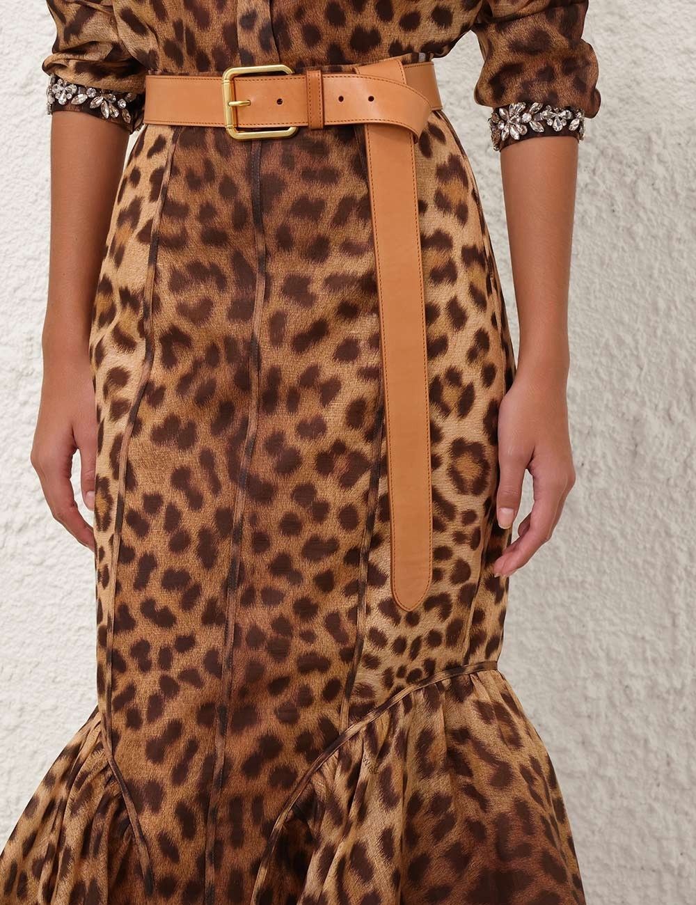 Zimmermann oc11z0925 Crush Panelled Pencil Skirt in Leopard Size 32" / US 10 / IT 46 - 4 Thumbnail