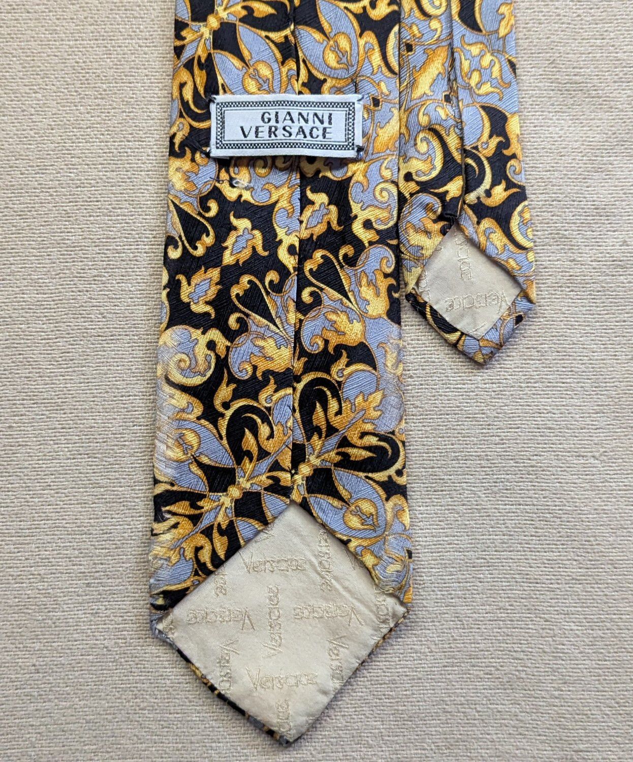 Versace Vintage Gianni Versace Silver & Gold Paisley Silk Tie Size ONE SIZE - 9 Thumbnail