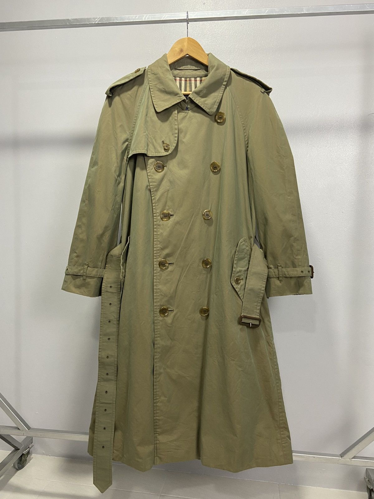 Burberry Vintage Burberry's Green Trench Coat Nova Check