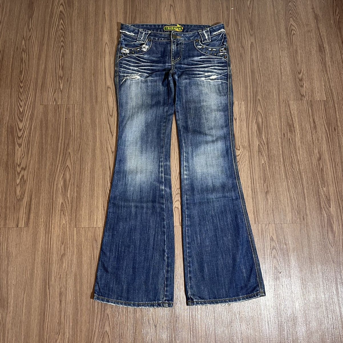 GOSTAR DE FUGA × Japanese Brand Studded flare distressed washed denim Size US 32 / EU 48 - 1 Thumbnail