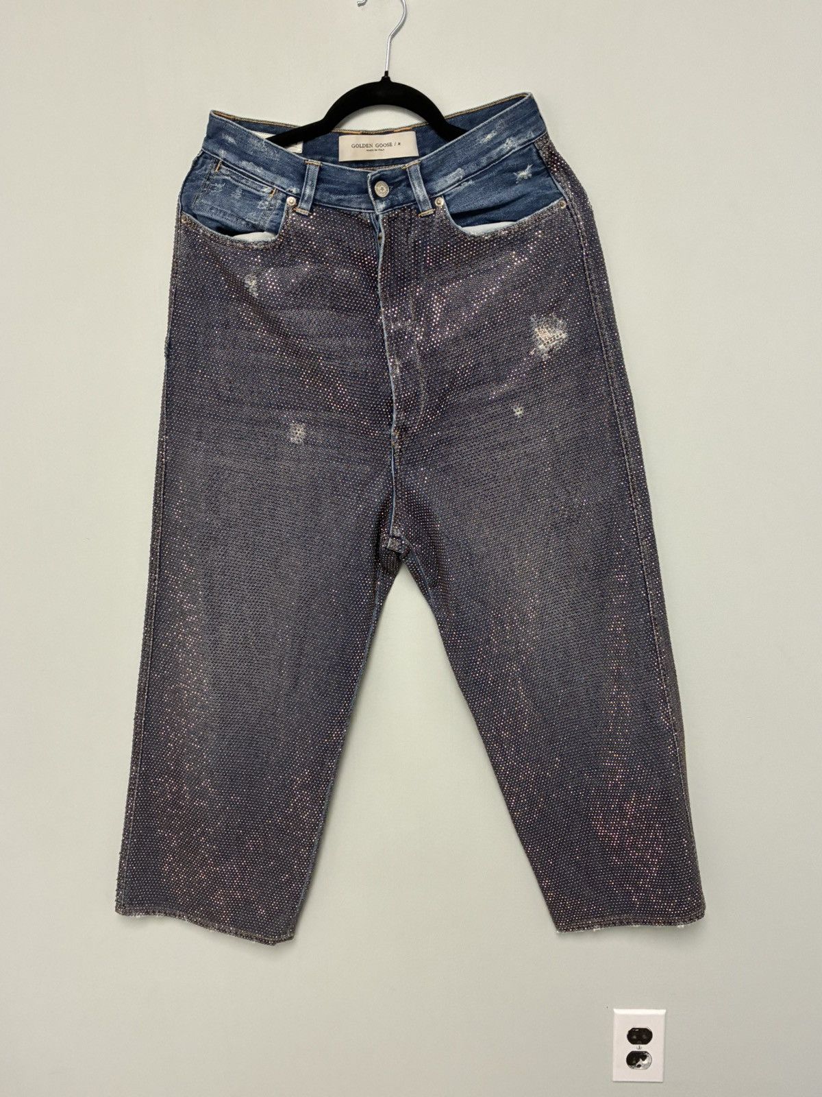 Golden Goose Breezy Rhinestone Embellished Jeans In Blue size 28 Size 28" / US 6 / IT 42 - 1 Thumbnail