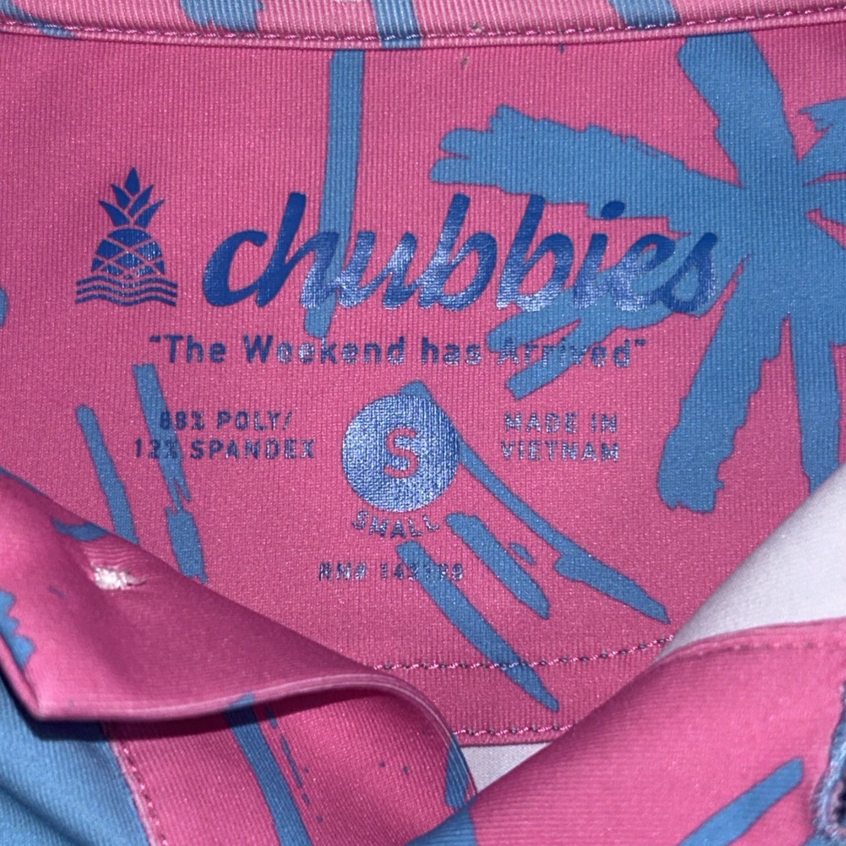 Chubbies Chubbies Polo Shirt Mens S Blue Floral Hawaiian 90s Quick Dry Breathable Stretch Golf Polo Shirt Size US S / EU 44-46 / 1 - 5 Thumbnail