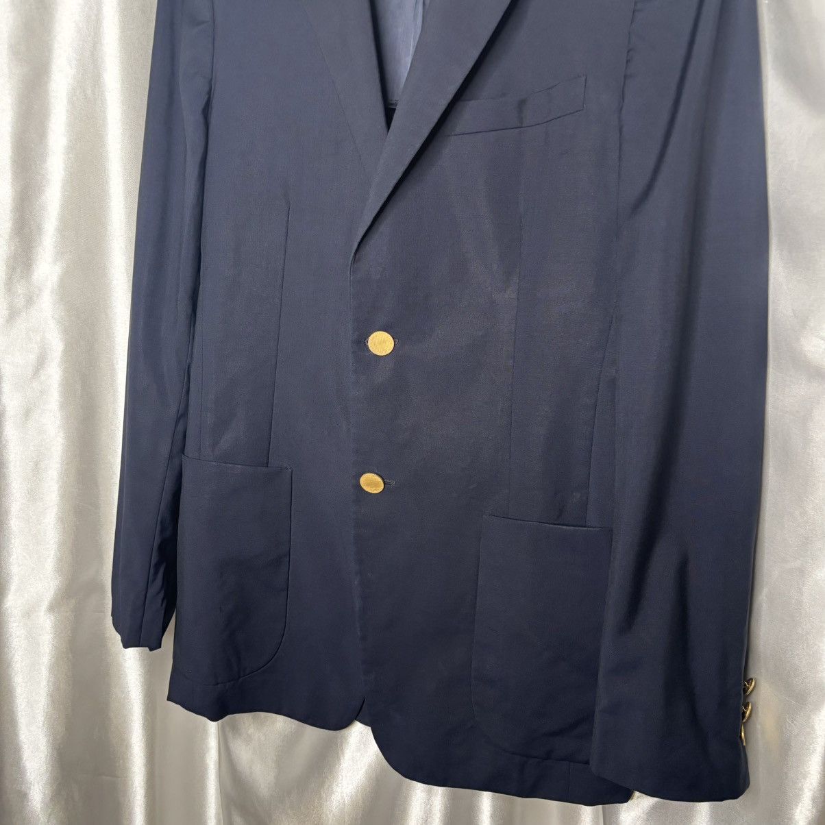 Prada navy woolen mohair Prada jacket with gold colored buttons Size 48R - 10 Thumbnail
