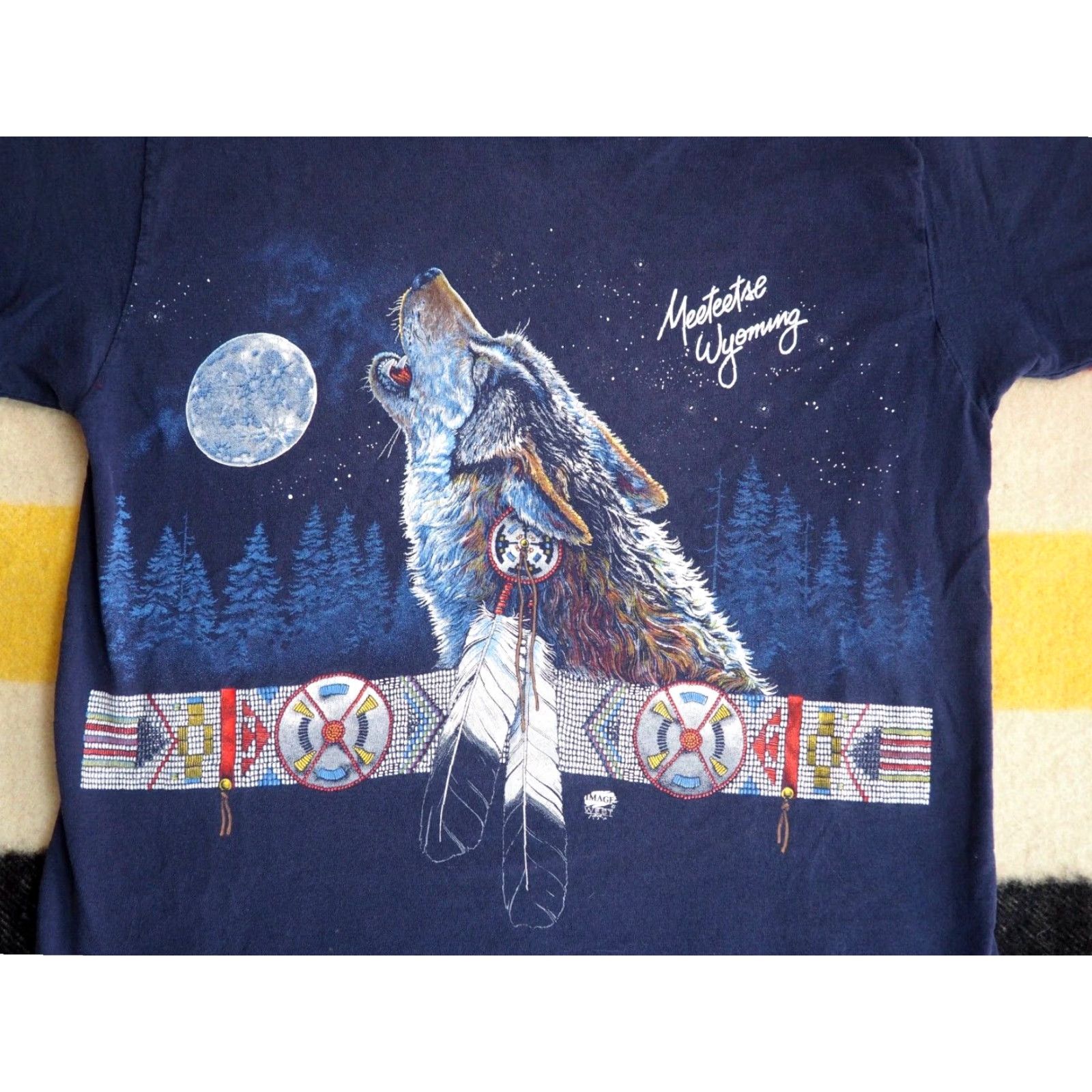 Fruit Of The Loom VTG Fruit of the Loom Wolf Nature Meeteetse Wyoming USA Blue Tee T-Shirt M Unisex Short Sleeve Cotton Graphic Tee 90s Size US M / EU 48-50 / 2 - 3 Thumbnail