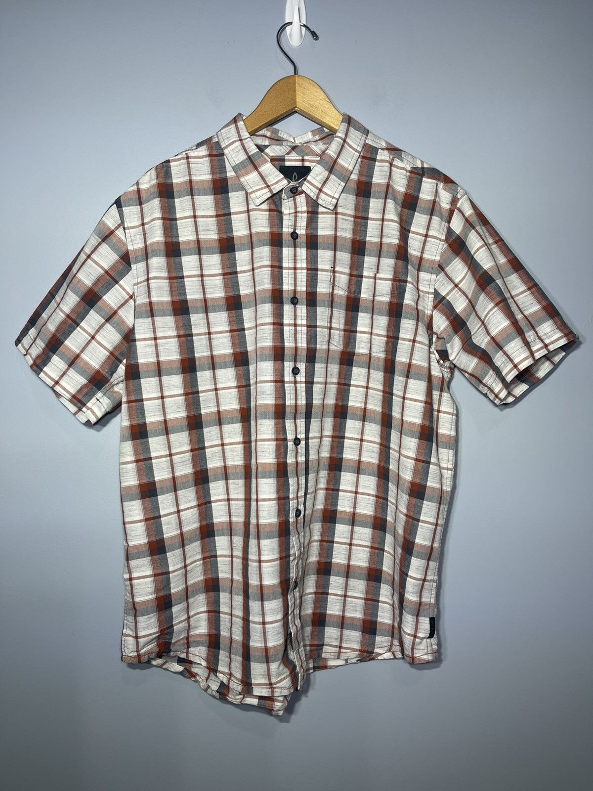 Prana PrAna Shirt Men's Sz XL Button Up S/S Orange Organic Cotton Size US XL / EU 56 / 4 - 2 Thumbnail