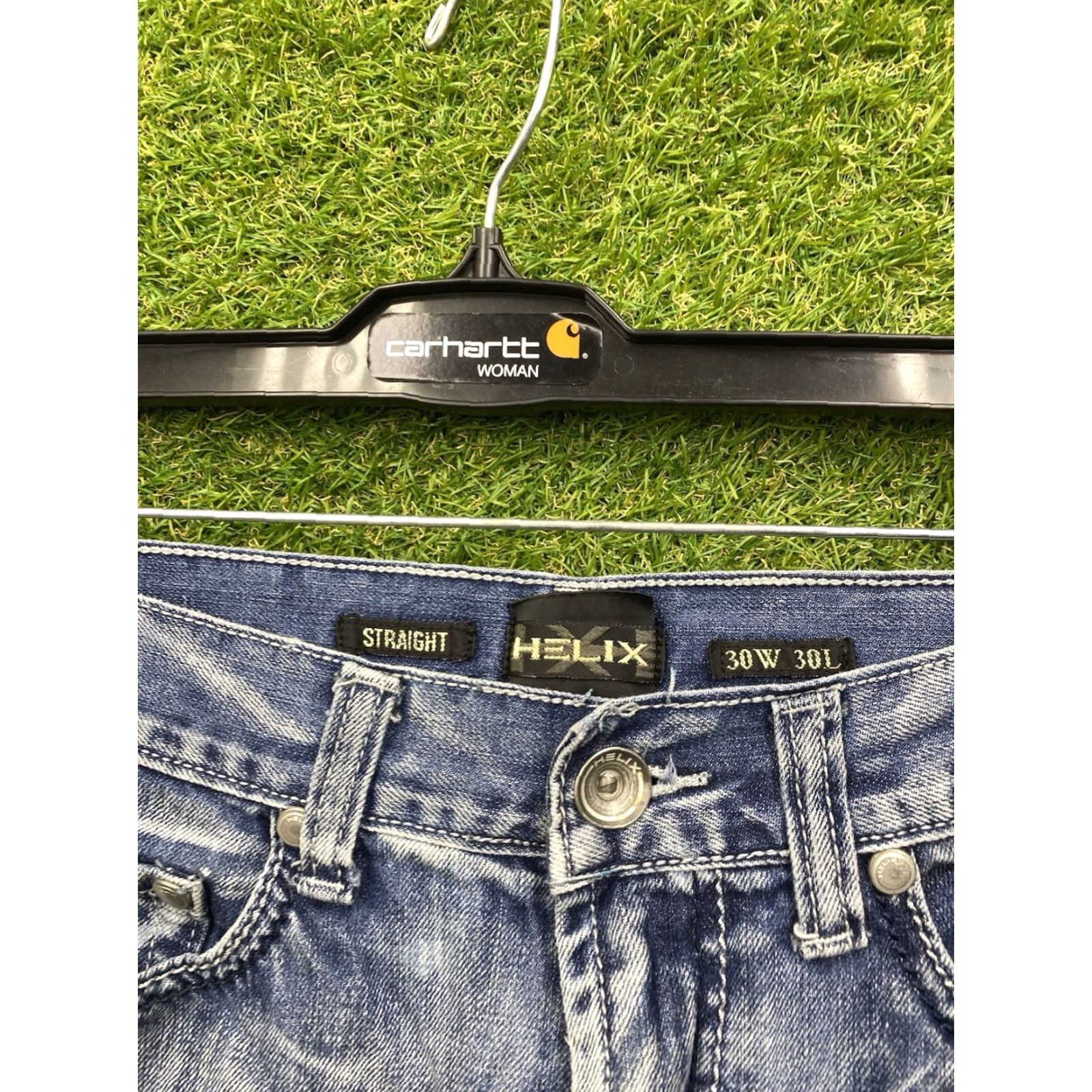 Vintage Helix Jeans Mens 30x30 Straight Leg Baggy Skater Y2K Buckle Cross Grunge Punk Jeans Size US 30 / EU 46 - 4 Thumbnail