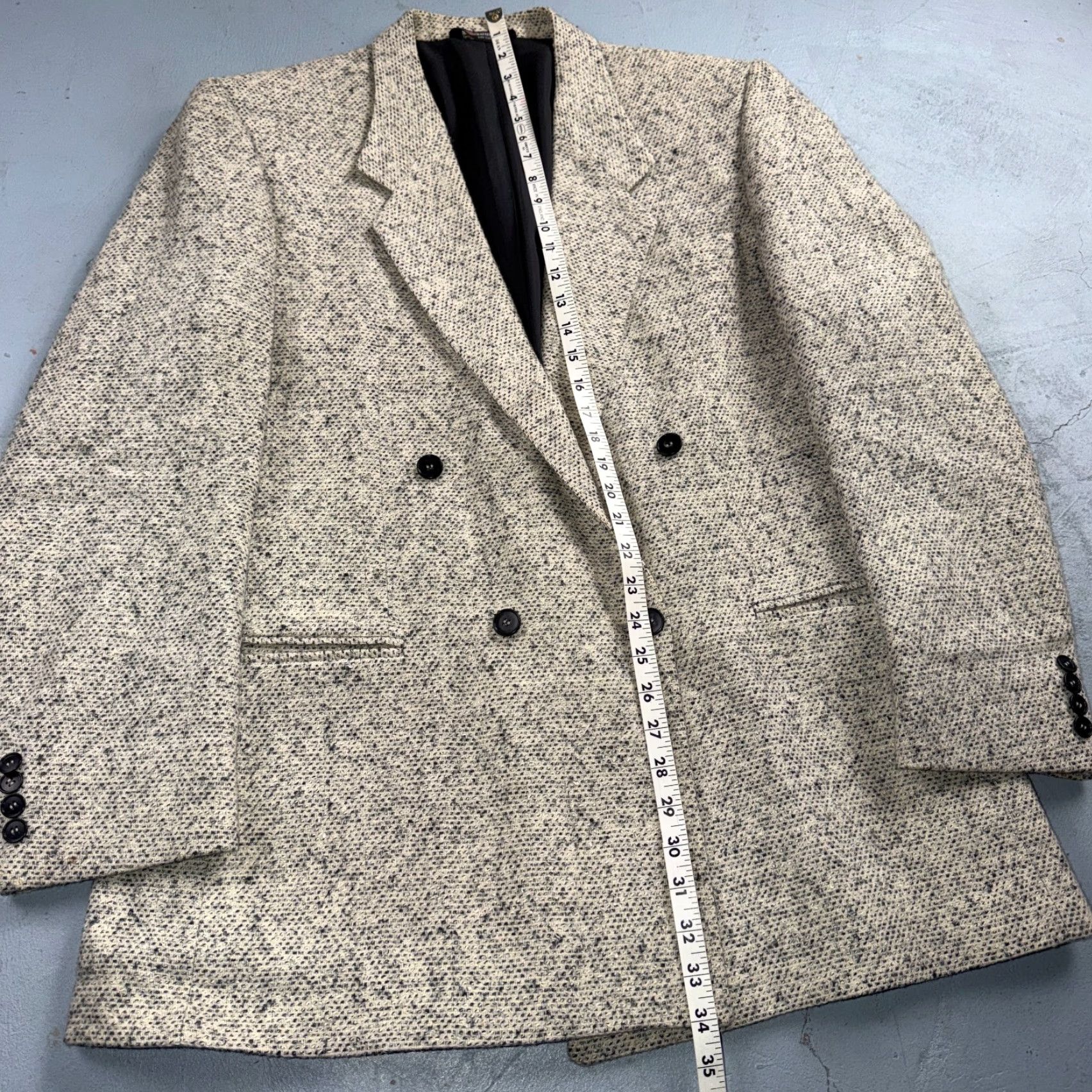 Doublet VINTAGE Shyrocks Blazer Coat Mens 42 Wool Tweed Single-Breasted Notch Lapel 2-Button 80s Gray Size 42R - 3 Thumbnail