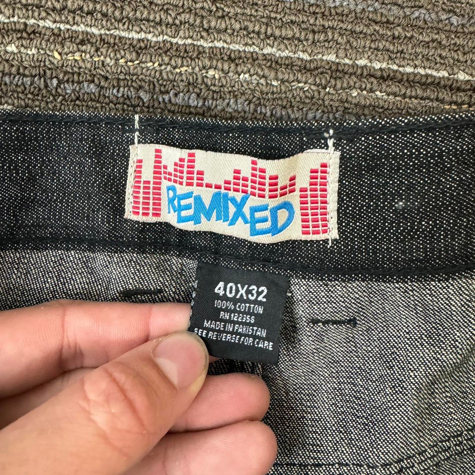 JNCO × Vintage Vintage Y2k Grunge RedBBQ Remixed Denim Black Baggy Jeans Size US 40 / EU 56 - 4 Thumbnail