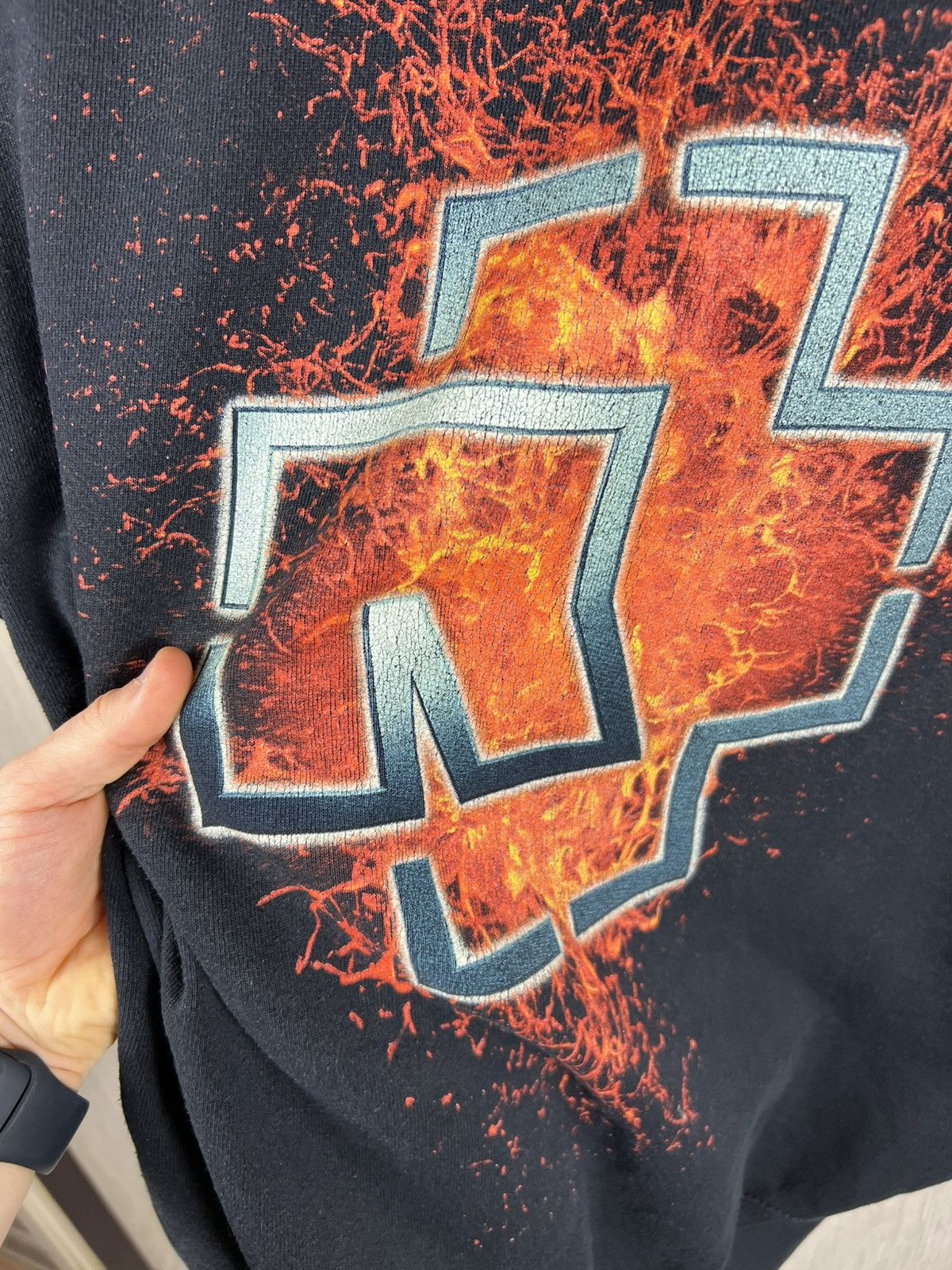 Balenciaga Vintage 90s Rammstein fire splash hoodie central logo retro Size US XXL / EU 58 / 5 - 20 Thumbnail