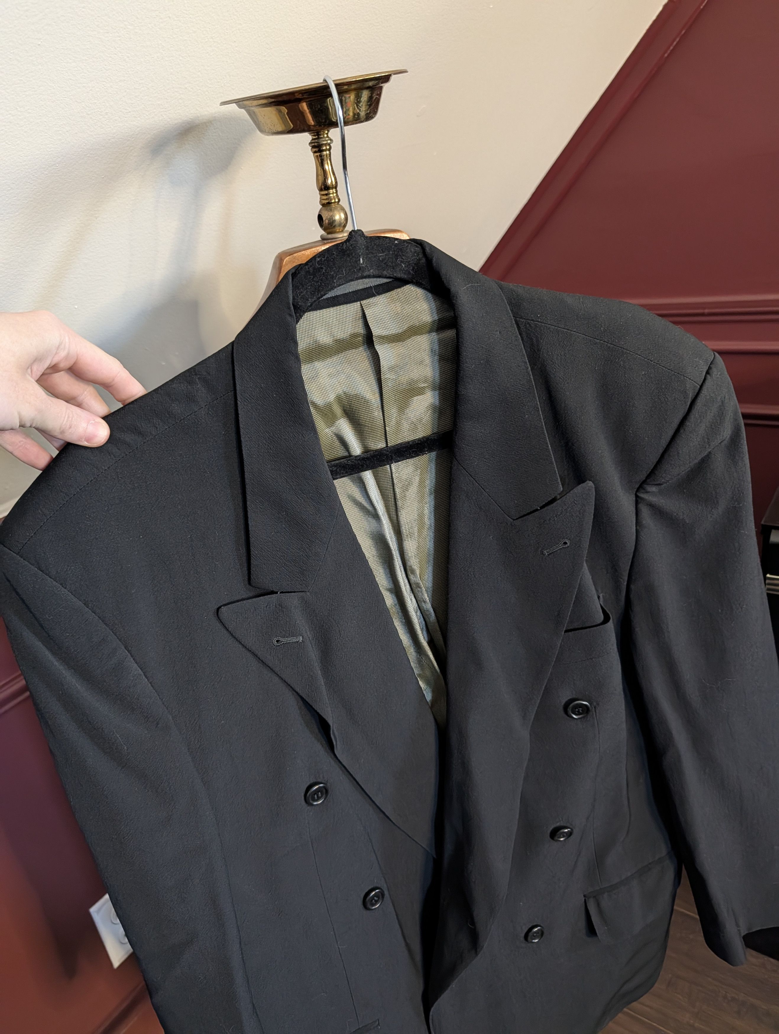 Other RENE LEZARD black double breasted blazer textured VTG Size 42S - 2 Thumbnail