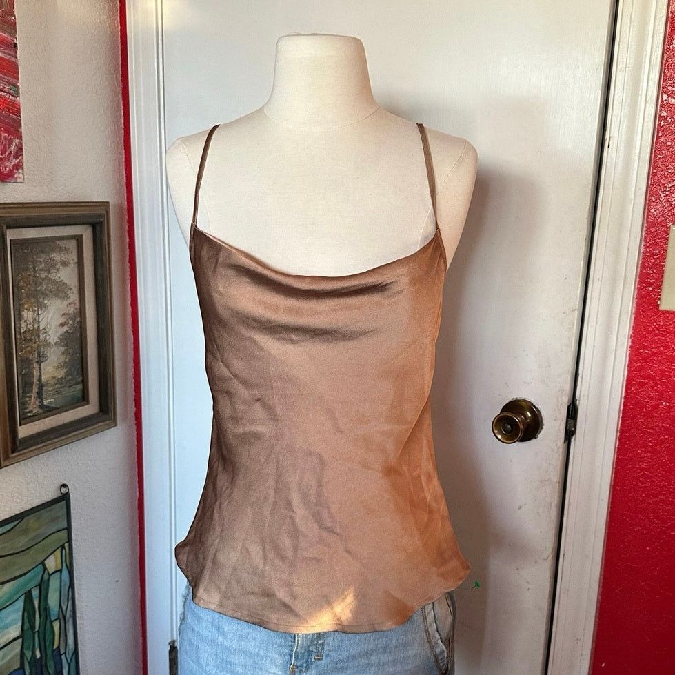 Express express beige nude satin tank top vintage Size S / US 4 / IT 40 - 1 Thumbnail