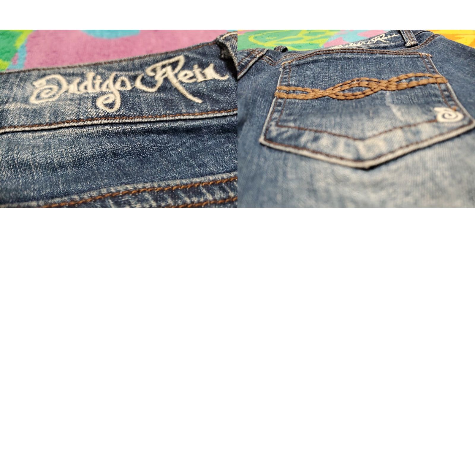 Denime VINTAGE Indigo Rein Juniors' High-Rise 5~ Button Fly Distressed Cuff Denim Shorts Size 9 Size 30" / US 8 / IT 44 - 8 Thumbnail