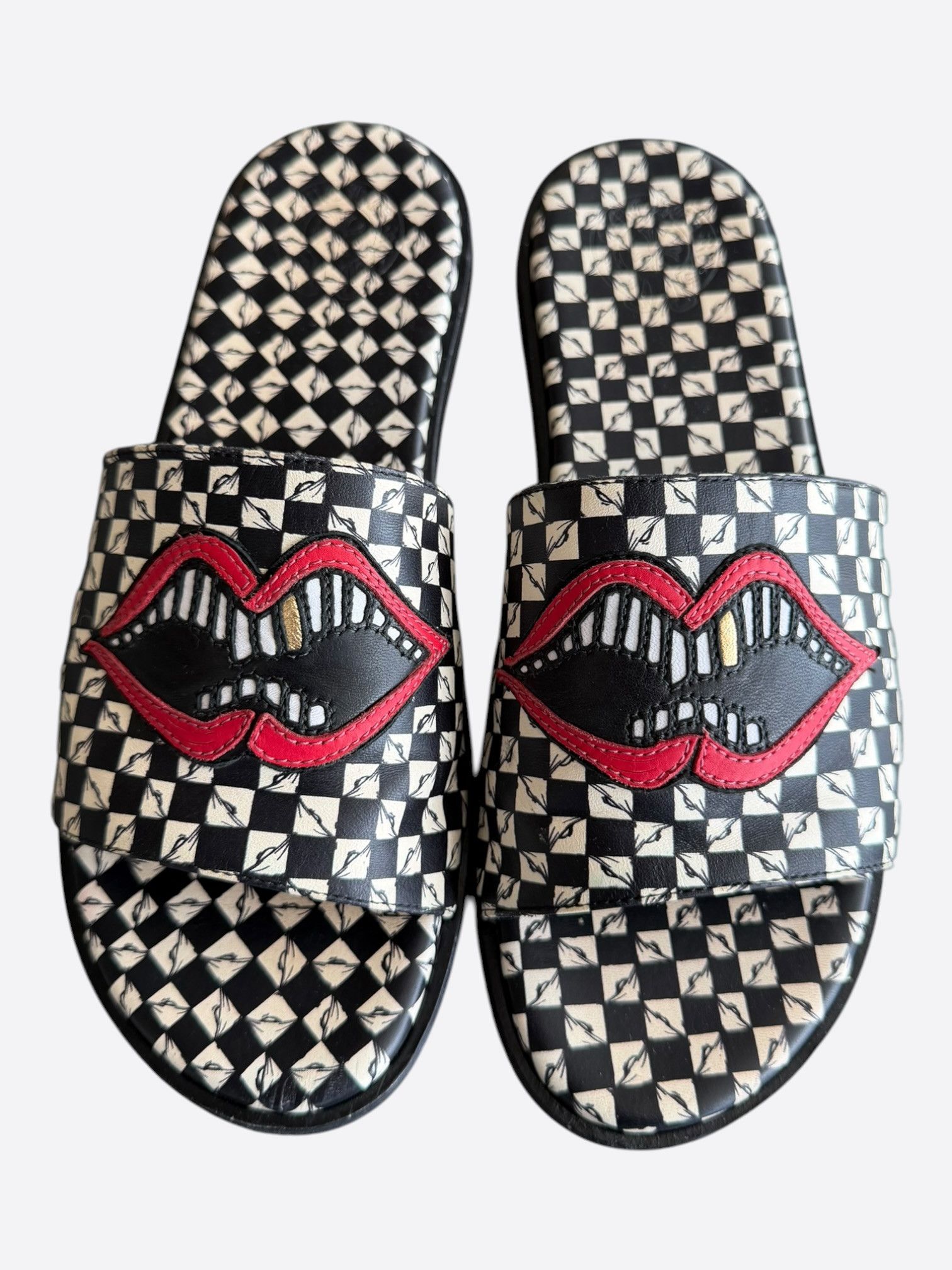 Chrome Hearts Chrome Hearts Matty Boy Checkered 99 Eyez Chomper Slides Size US 10 / EU 43 - 1 Thumbnail