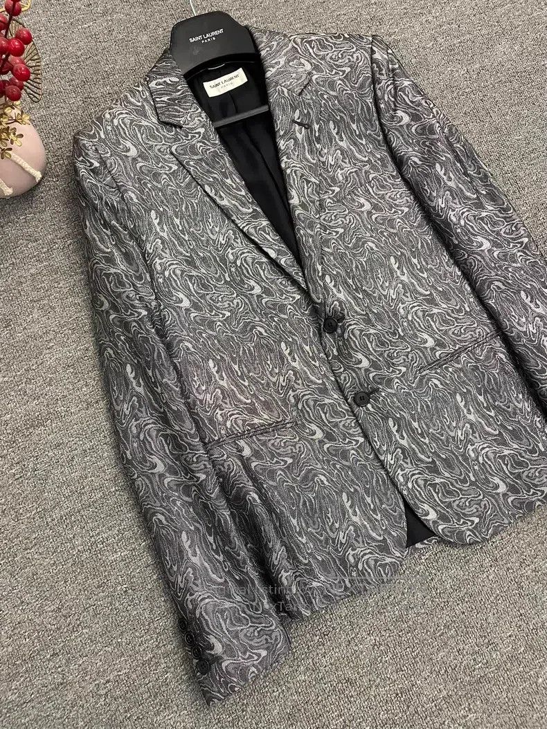Saint Laurent Paris Saint Laurent Paris Water Ripple Silver Thread Silk Suit Size US S / EU 44-46 / 1 - 2 Thumbnail