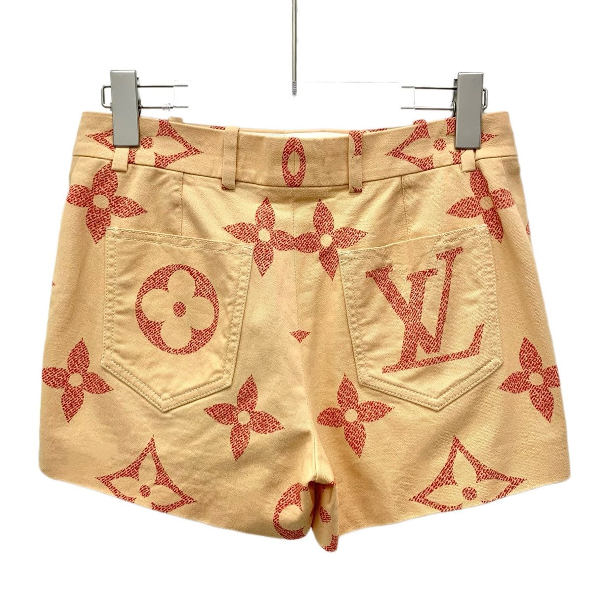 Louis Vuitton Louis Vuitton Orange All-over Logo Print Cotton Shorts K26WX Size 27" / US 4 / IT 40 - 2 Thumbnail
