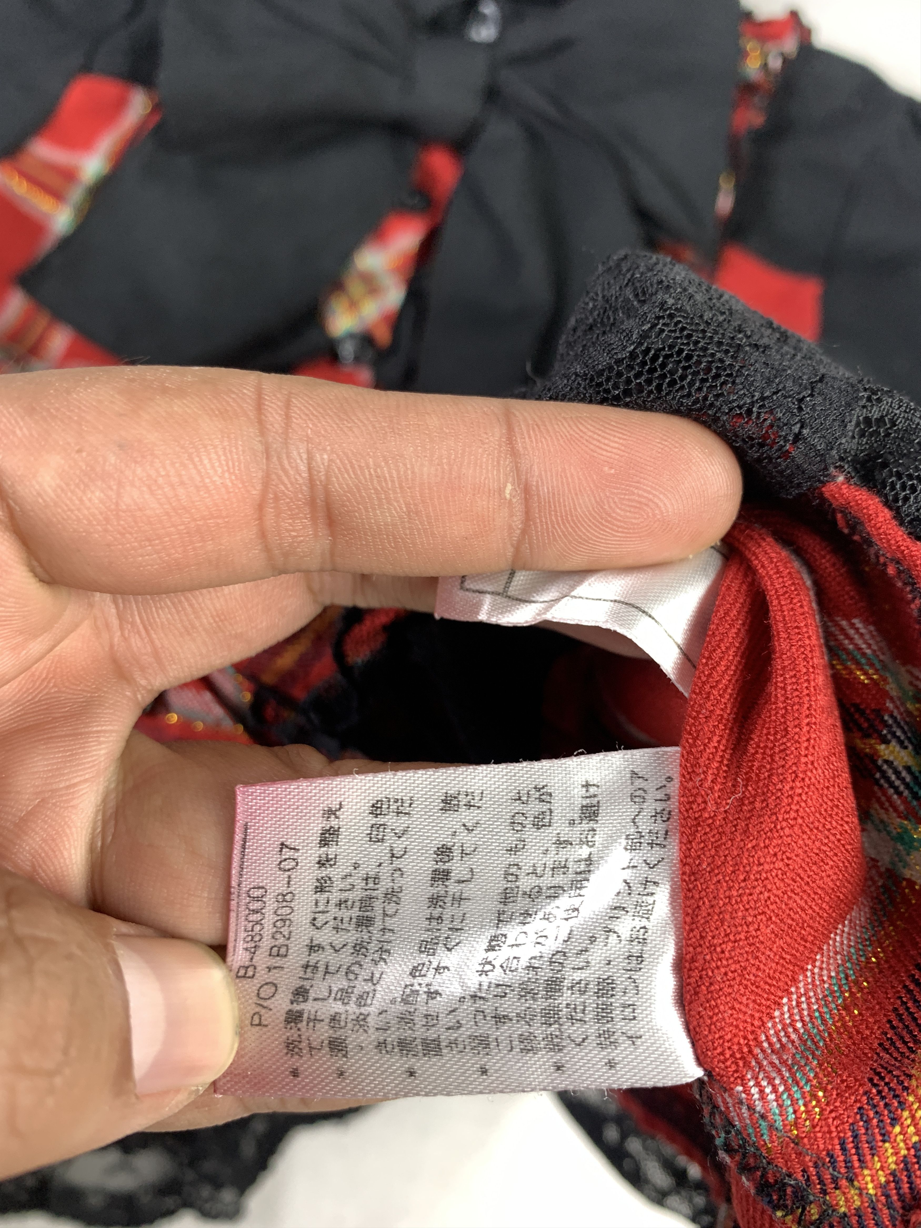 Japanese Brand Bowtie Tartan Plaid Trim Baby Shirt (XS) Size XS / US 0-2 / IT 36-38 - 11 Thumbnail